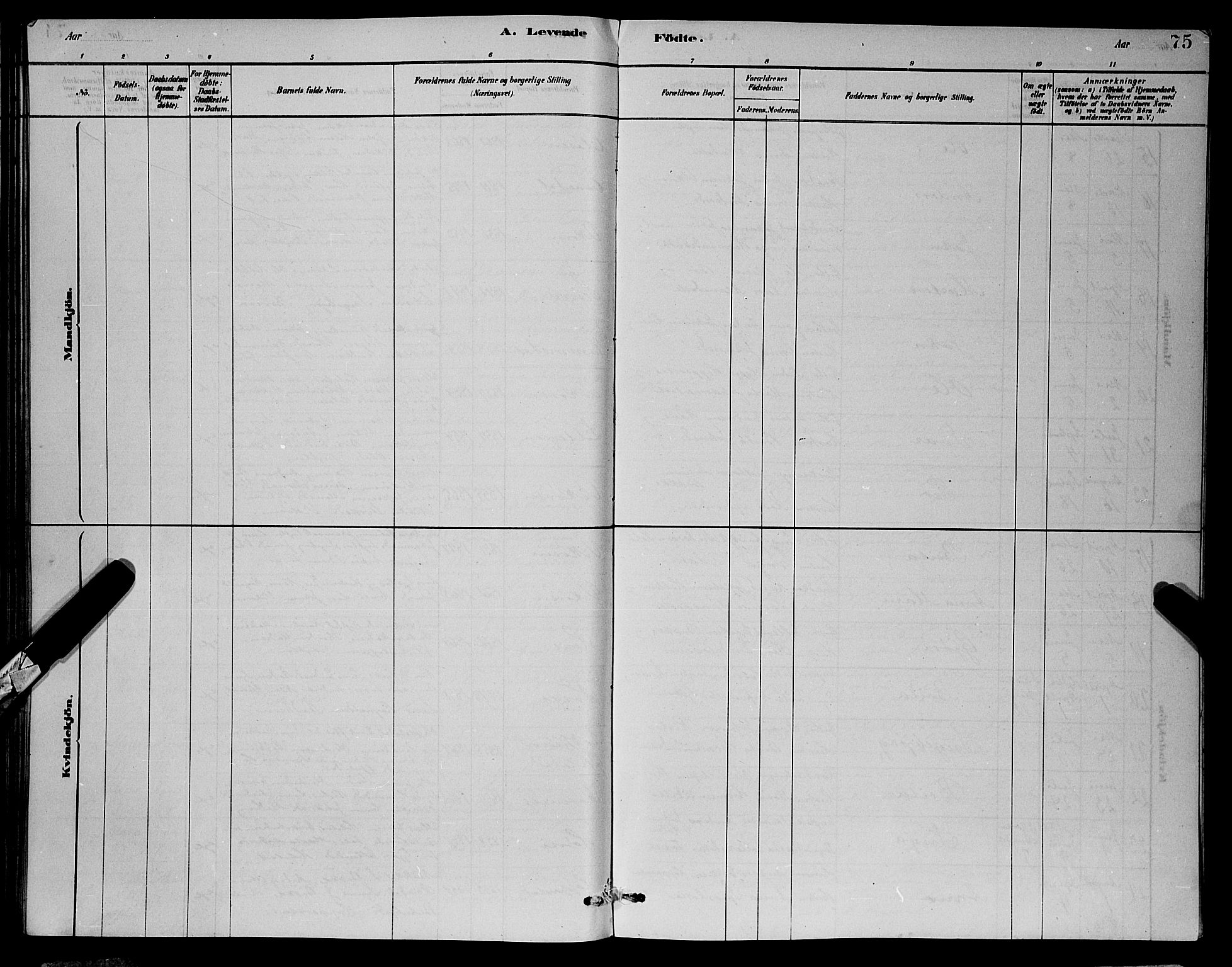 Vik sokneprestembete, SAB/A-81501: Parish register (copy) no. A 3, 1878-1894, p. 75