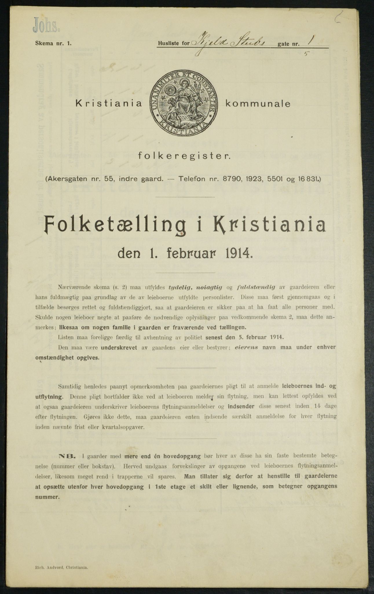 OBA, Municipal Census 1914 for Kristiania, 1914, p. 51427