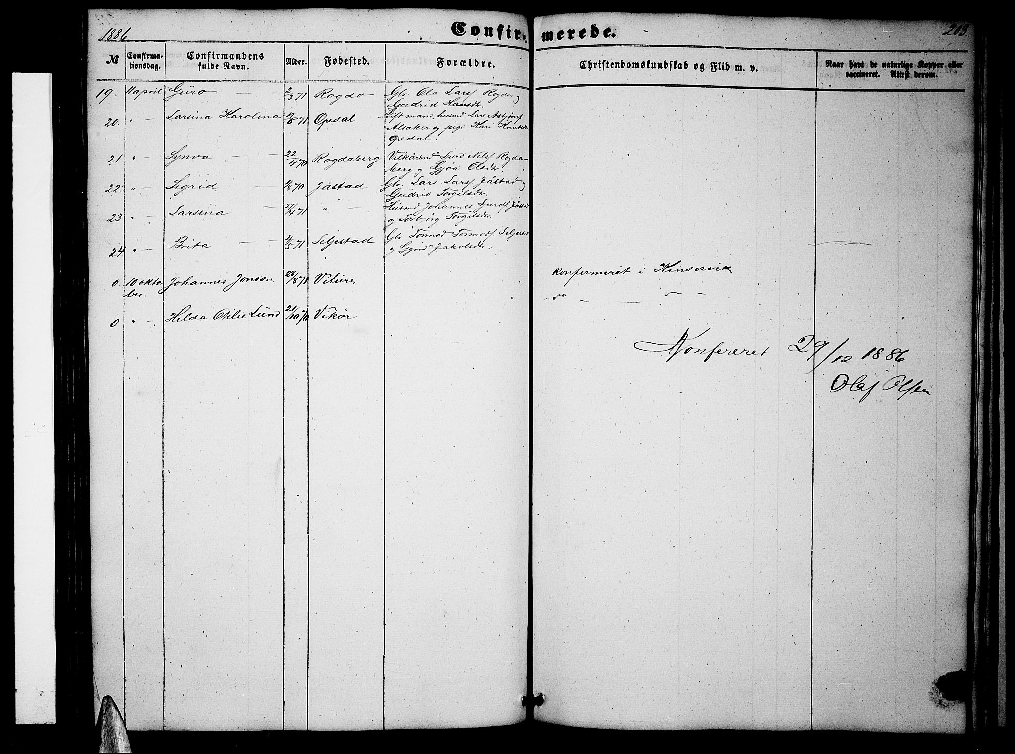 Ullensvang sokneprestembete, AV/SAB-A-78701/H/Hab: Parish register (copy) no. B 10, 1858-1886, p. 203