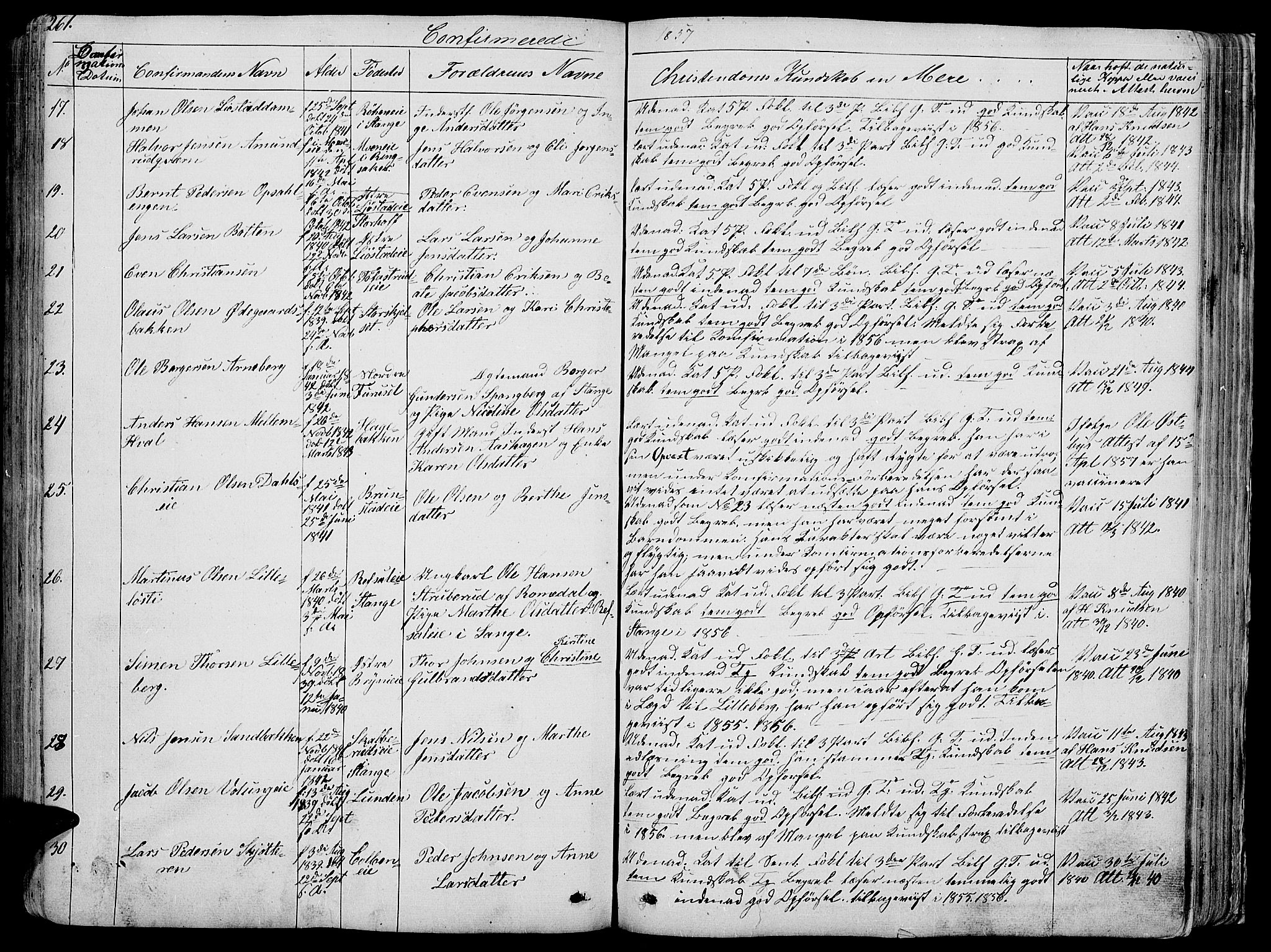 Romedal prestekontor, SAH/PREST-004/L/L0009: Parish register (copy) no. 9, 1846-1866, p. 261