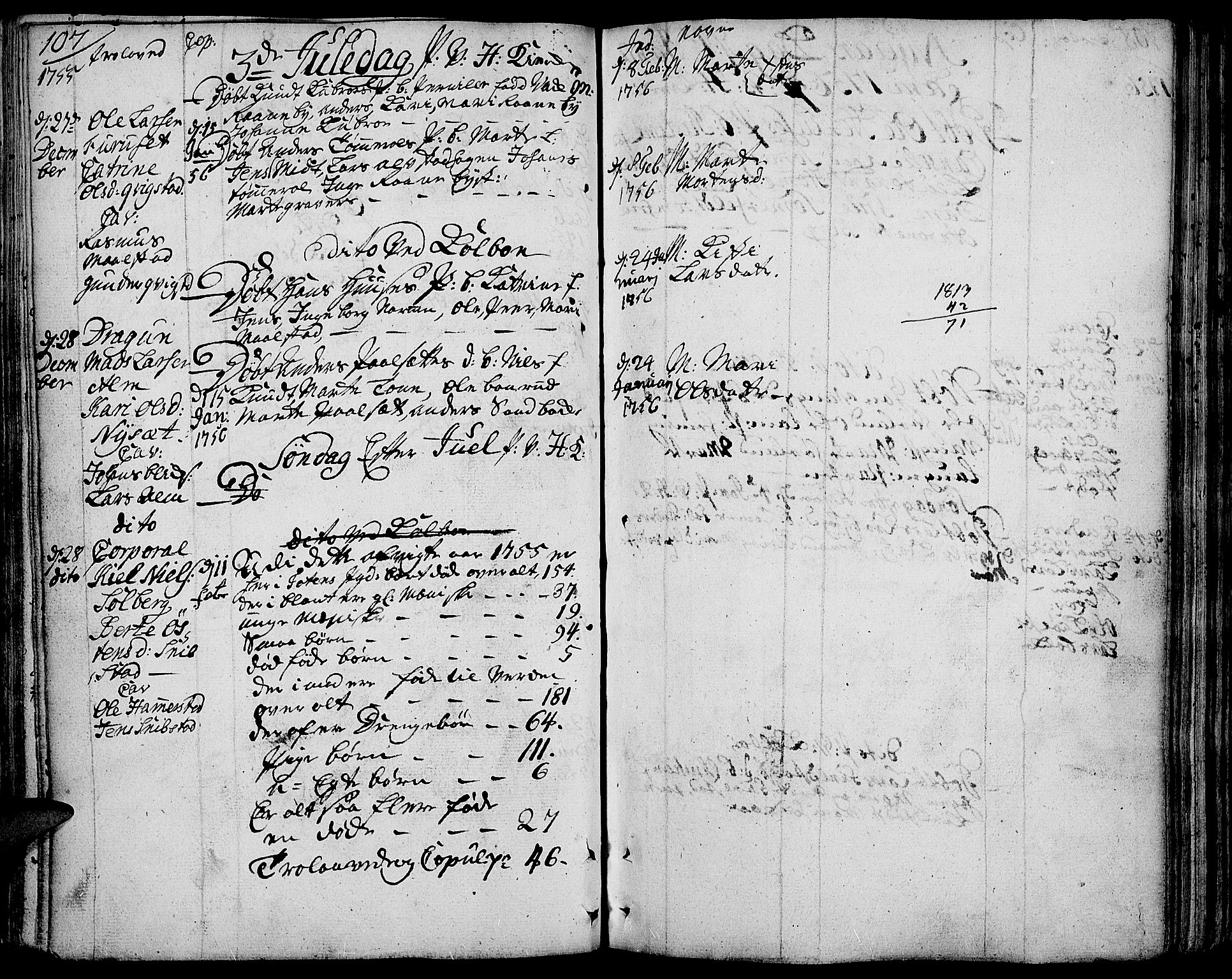Toten prestekontor, SAH/PREST-102/H/Ha/Haa/L0004: Parish register (official) no. 4, 1751-1761, p. 107