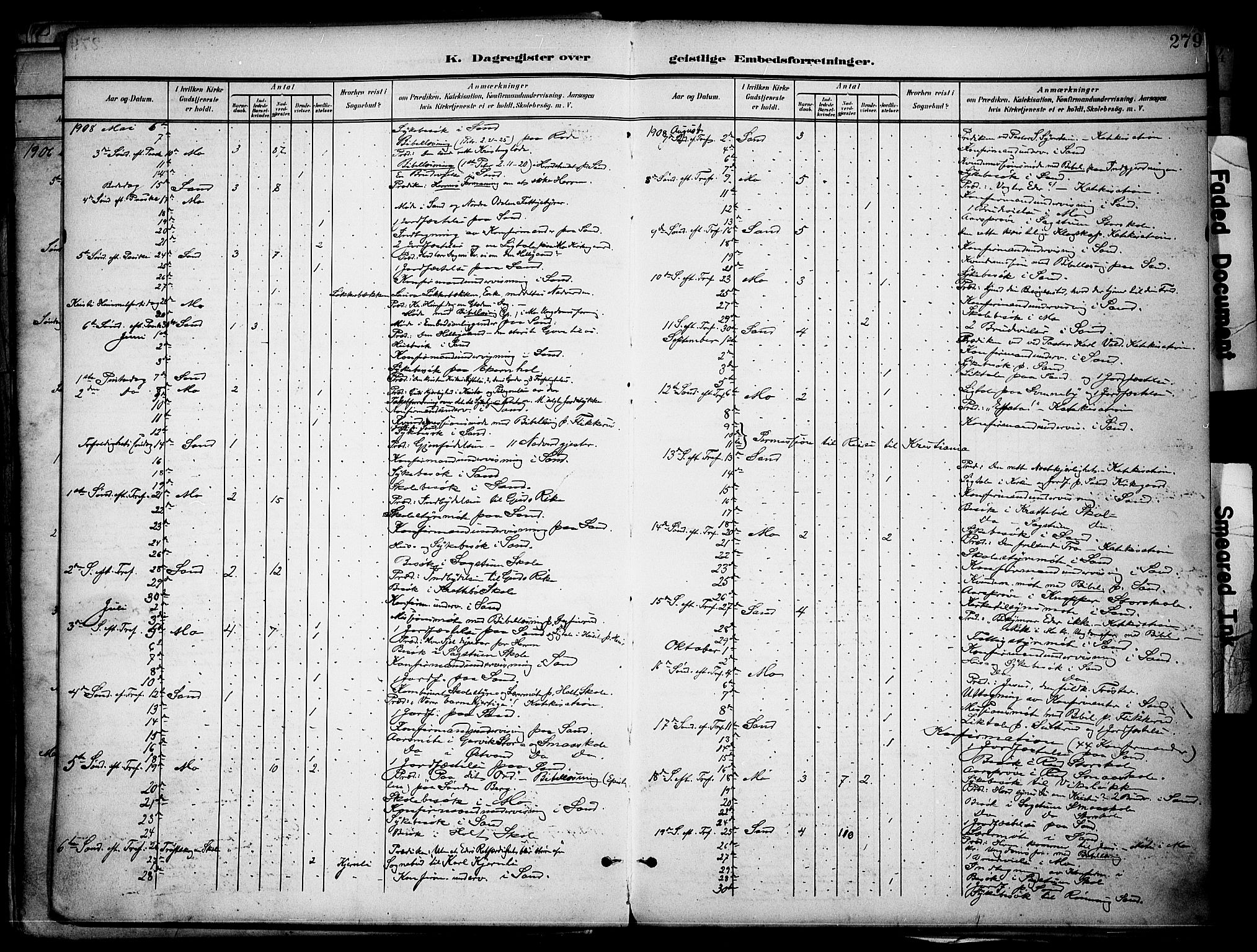 Nord-Odal prestekontor, AV/SAH-PREST-032/H/Ha/Haa/L0007: Parish register (official) no. 7, 1902-1926, p. 279