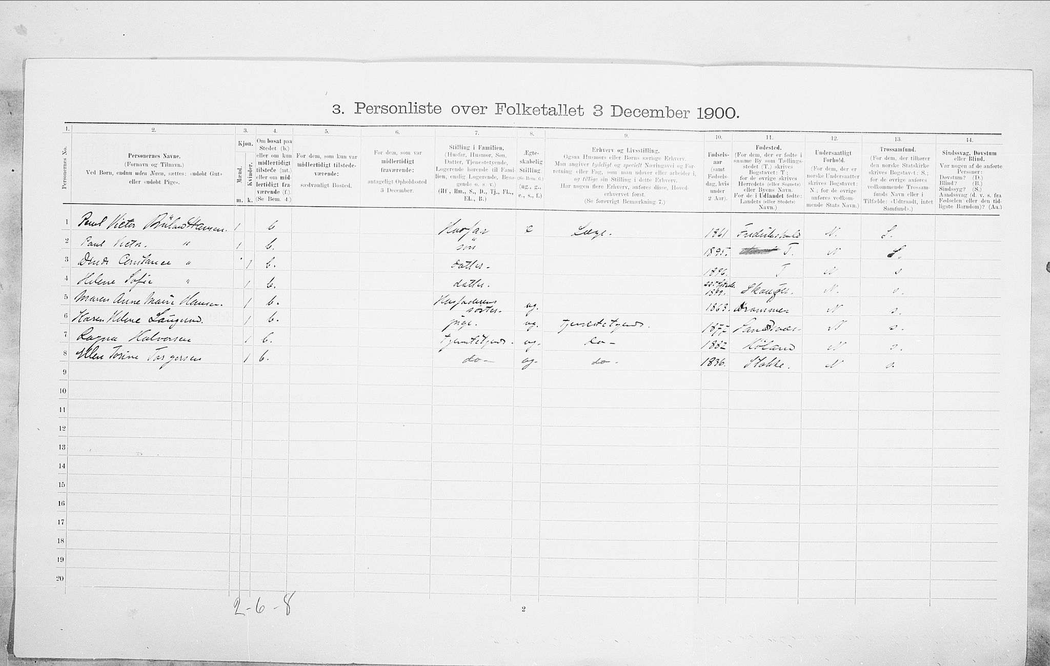 SAO, 1900 census for Kristiania, 1900, p. 90089