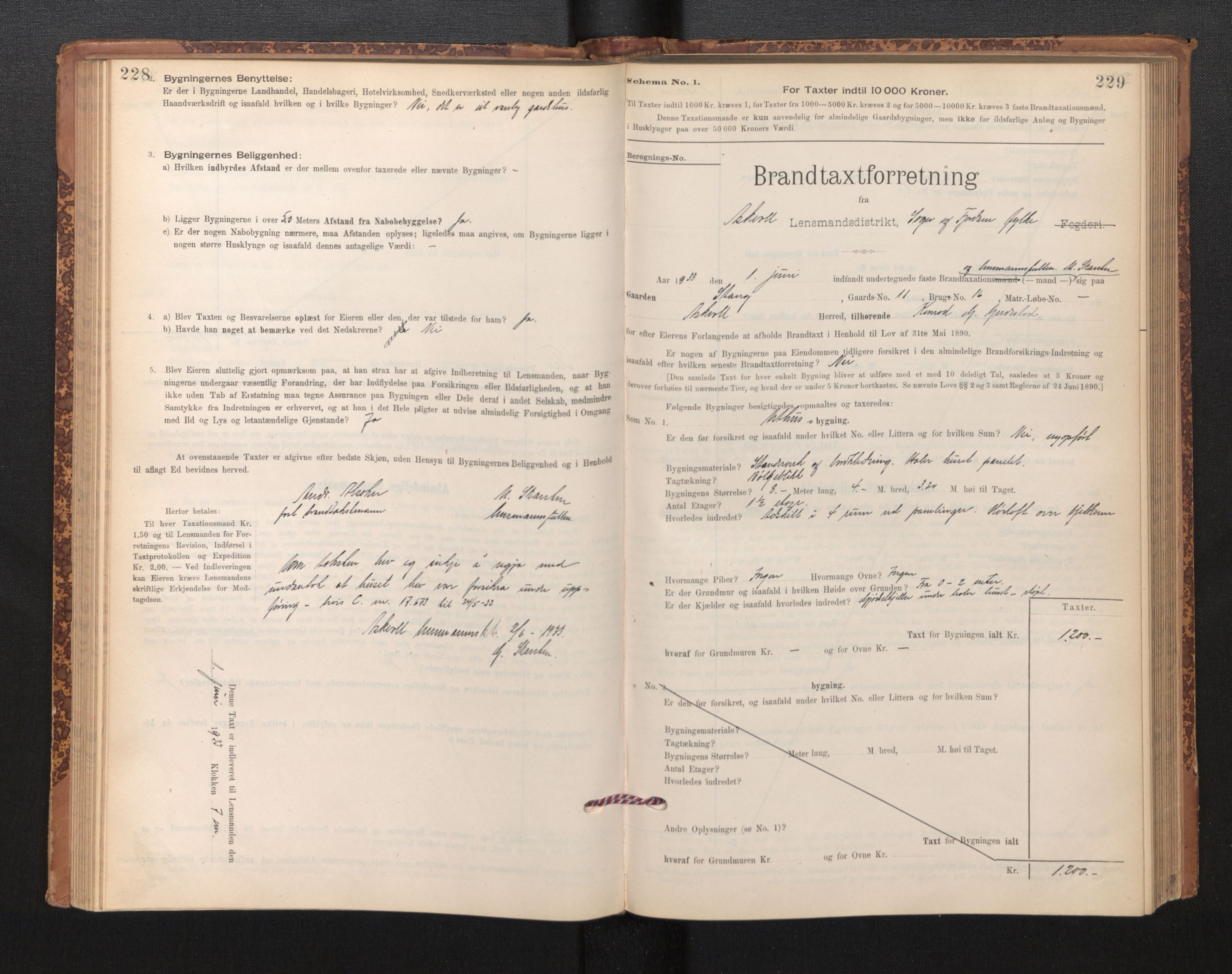 Lensmannen i Askvoll, AV/SAB-A-26301/0012/L0004: Branntakstprotokoll, skjematakst og liste over branntakstmenn, 1895-1932, p. 228-229