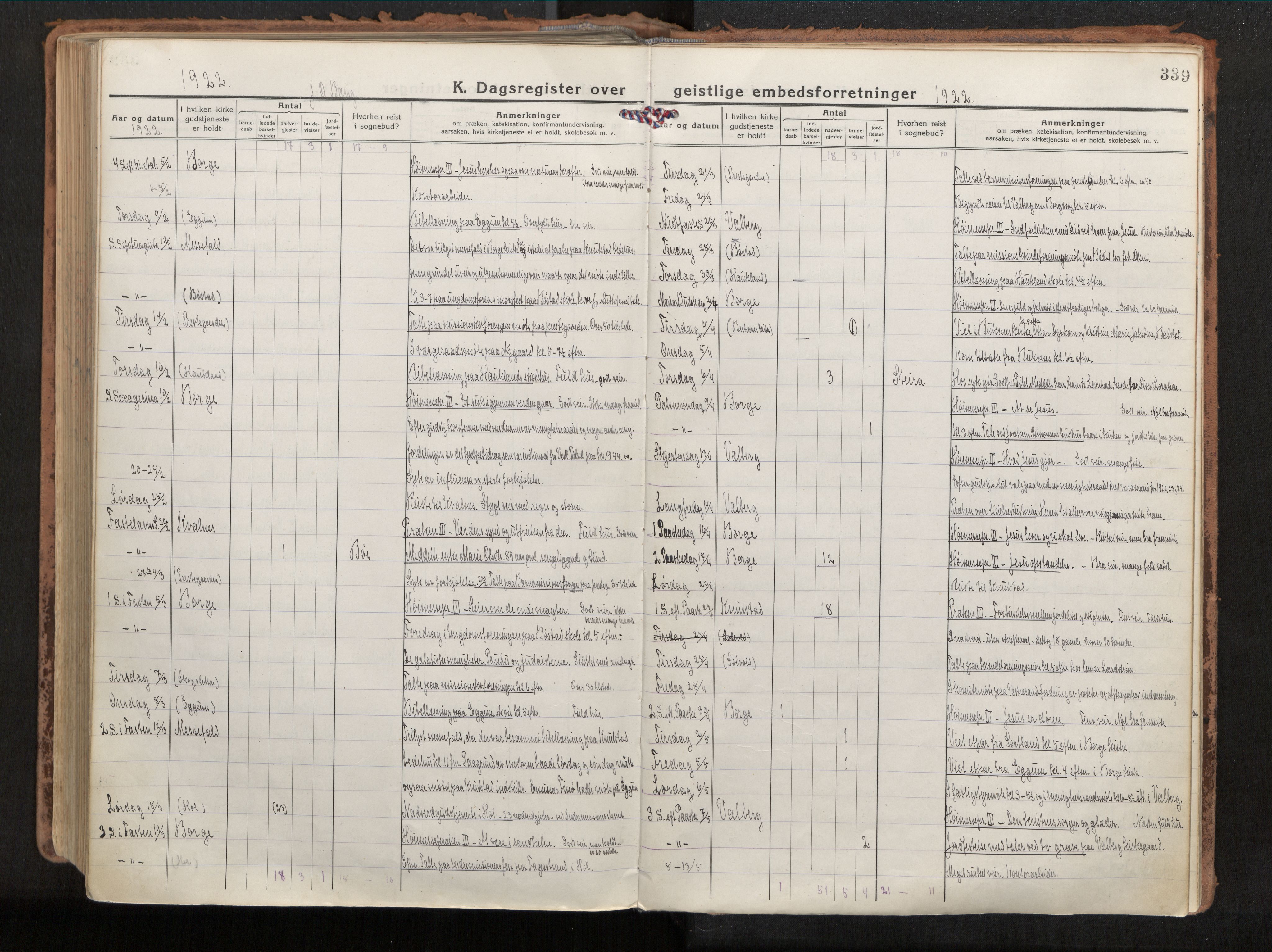 Ministerialprotokoller, klokkerbøker og fødselsregistre - Nordland, SAT/A-1459/880/L1136: Parish register (official) no. 880A10, 1919-1927, p. 339