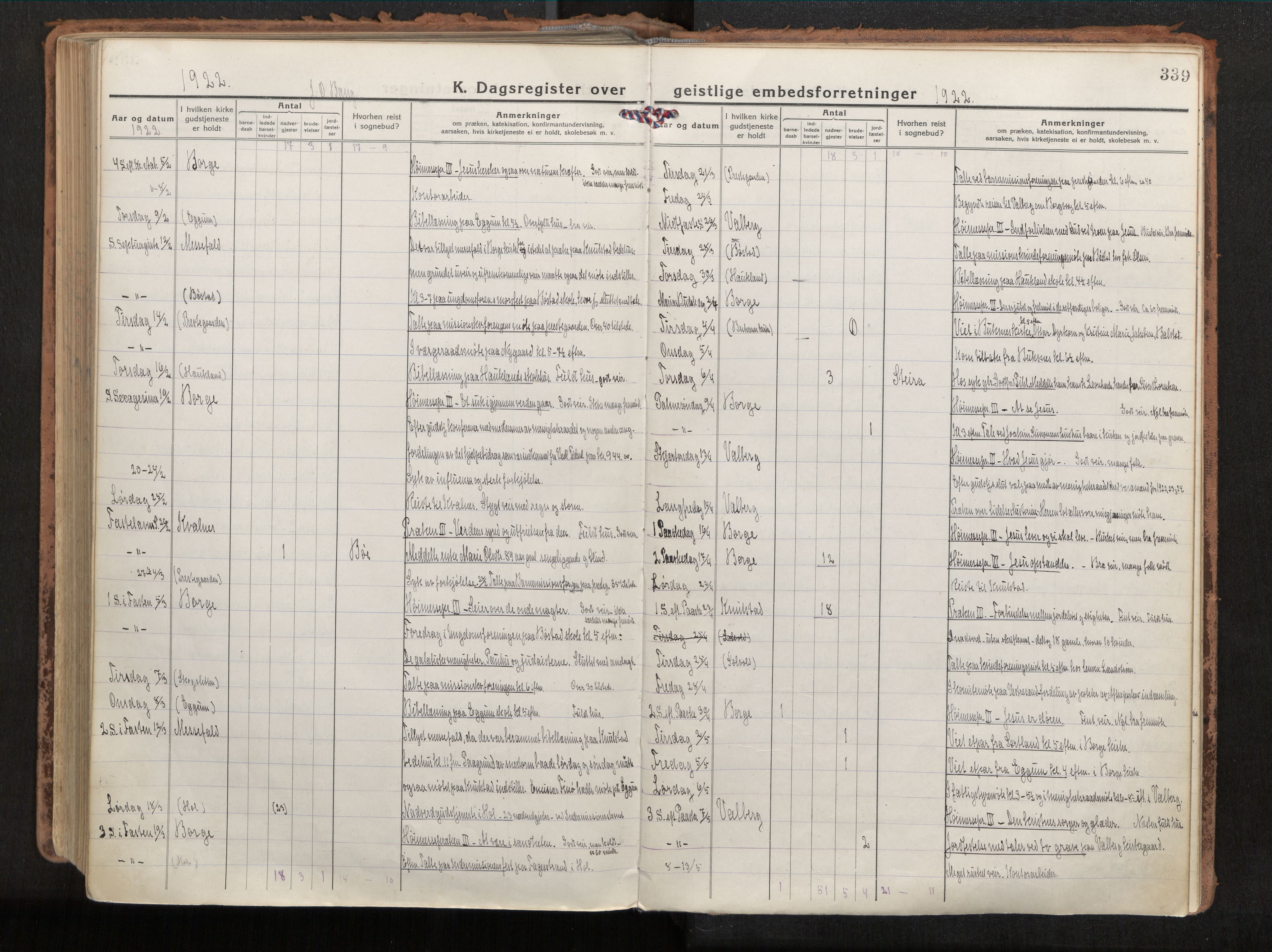 Ministerialprotokoller, klokkerbøker og fødselsregistre - Nordland, AV/SAT-A-1459/880/L1136: Parish register (official) no. 880A10, 1919-1927, p. 339