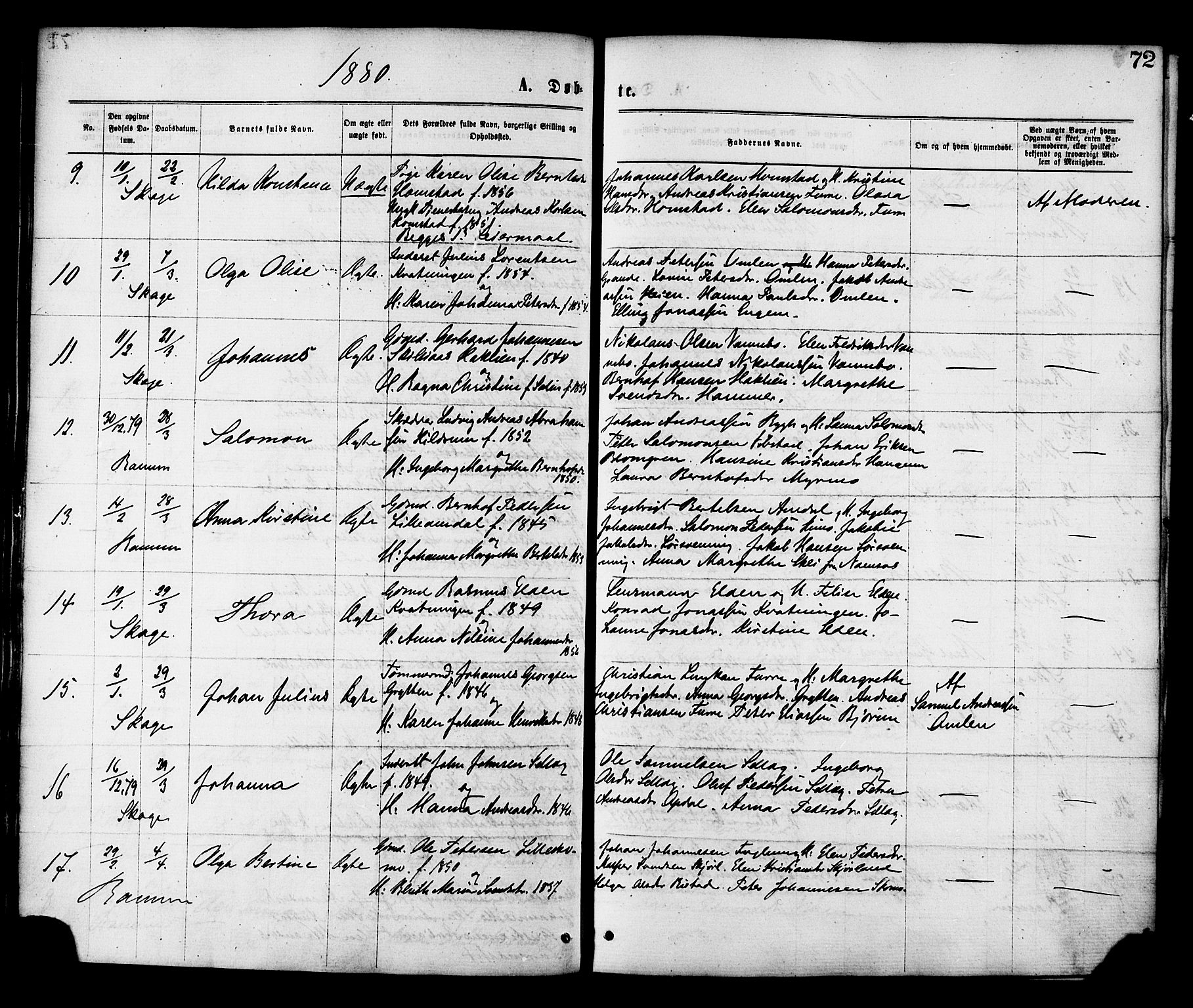 Ministerialprotokoller, klokkerbøker og fødselsregistre - Nord-Trøndelag, AV/SAT-A-1458/764/L0554: Parish register (official) no. 764A09, 1867-1880, p. 72
