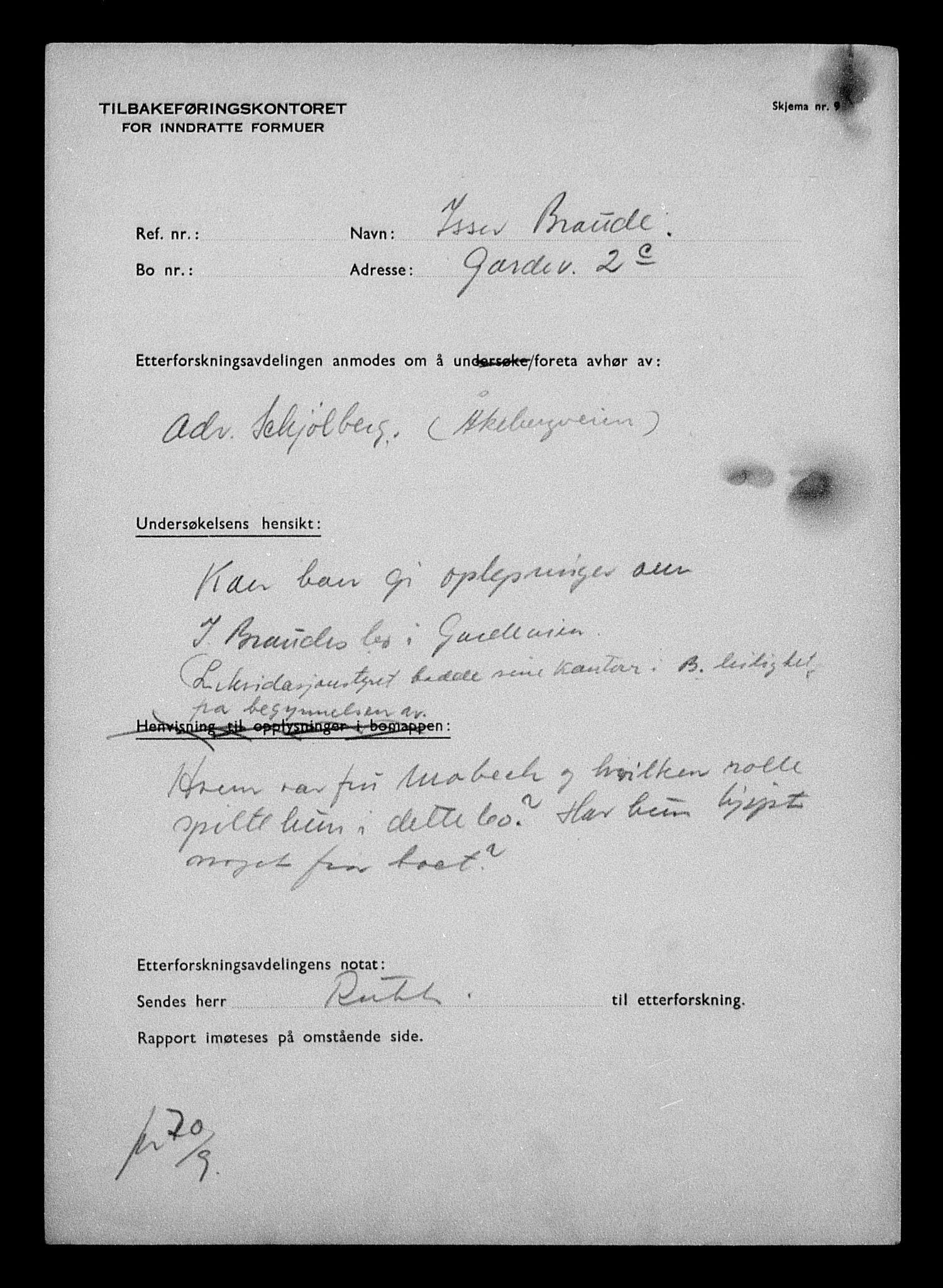 Justisdepartementet, Tilbakeføringskontoret for inndratte formuer, AV/RA-S-1564/H/Hc/Hcc/L0928: --, 1945-1947, p. 15