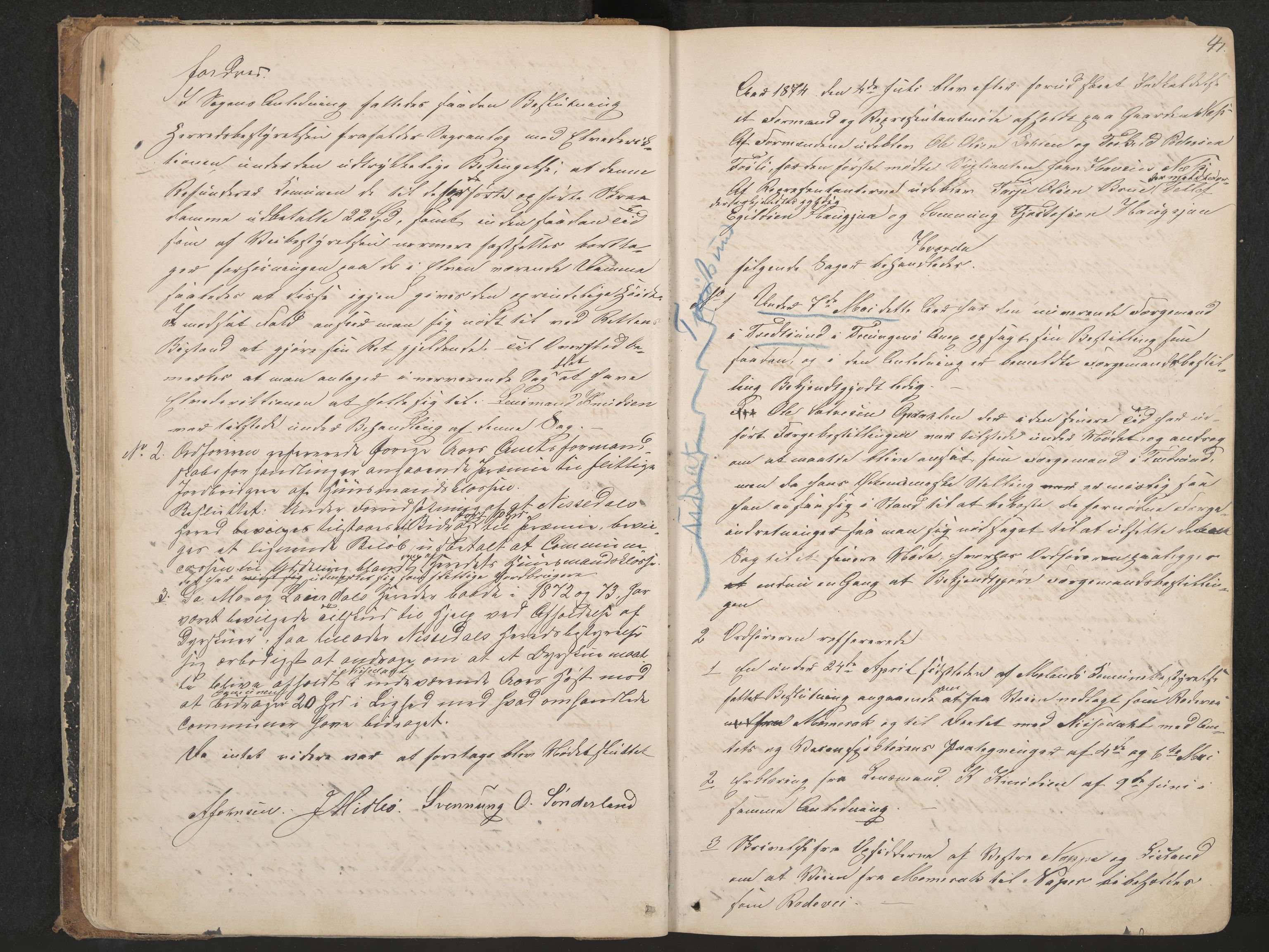 Nissedal formannskap og sentraladministrasjon, IKAK/0830021-1/A/L0002: Møtebok, 1870-1892, p. 41