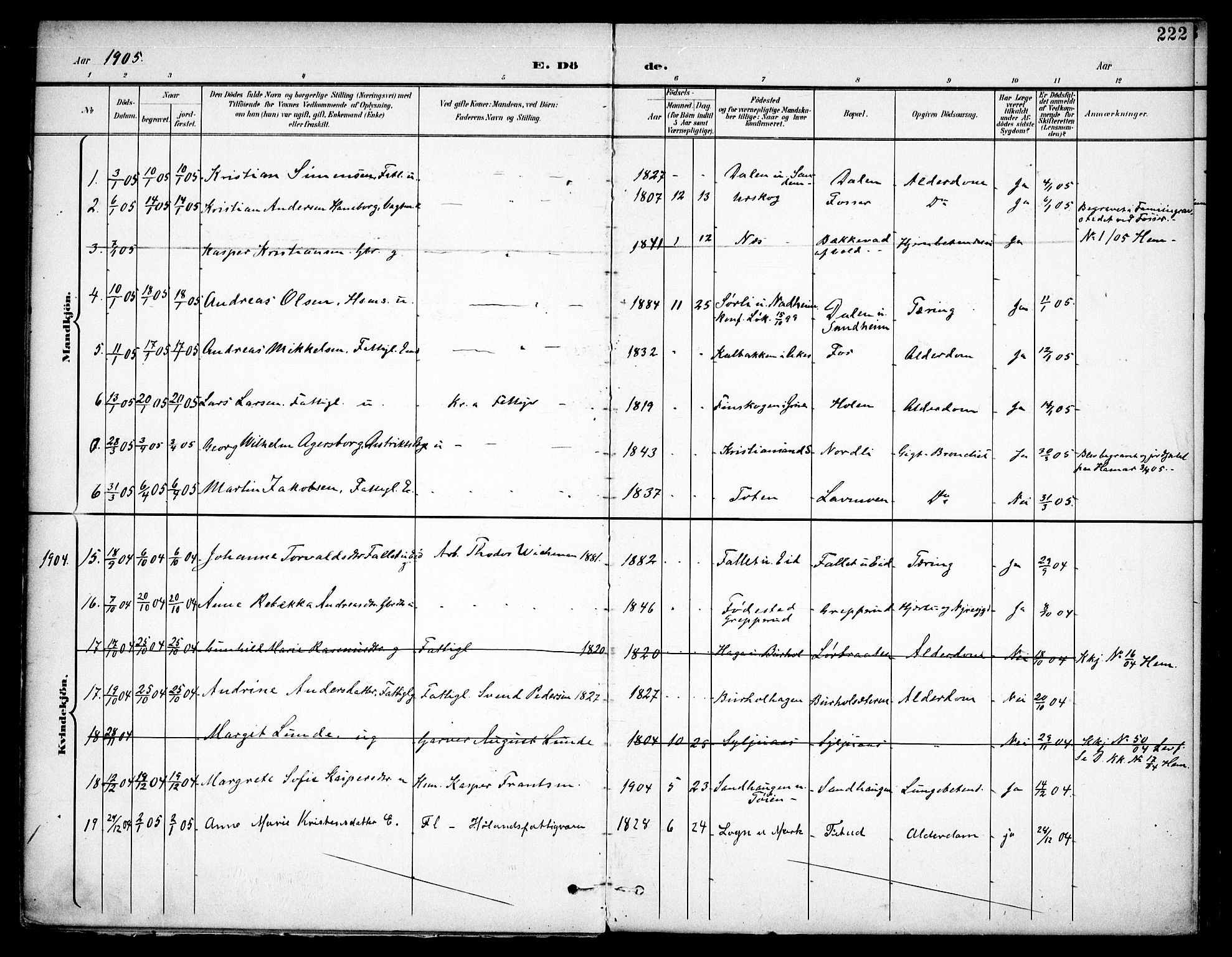 Høland prestekontor Kirkebøker, SAO/A-10346a/F/Fa/L0015: Parish register (official) no. I 15, 1897-1912, p. 222