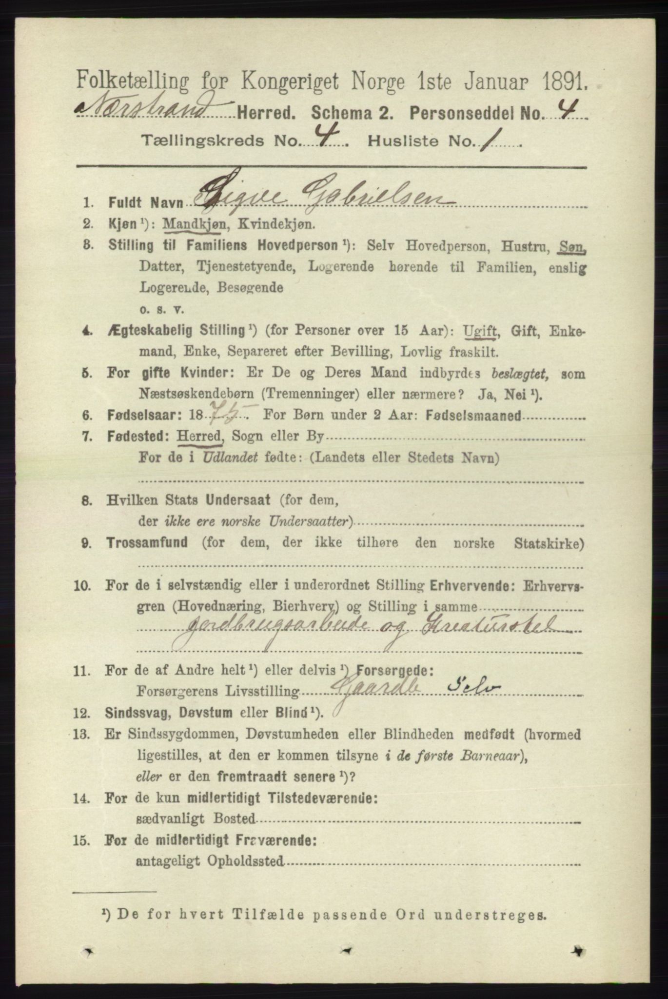 RA, 1891 census for 1139 Nedstrand, 1891, p. 651