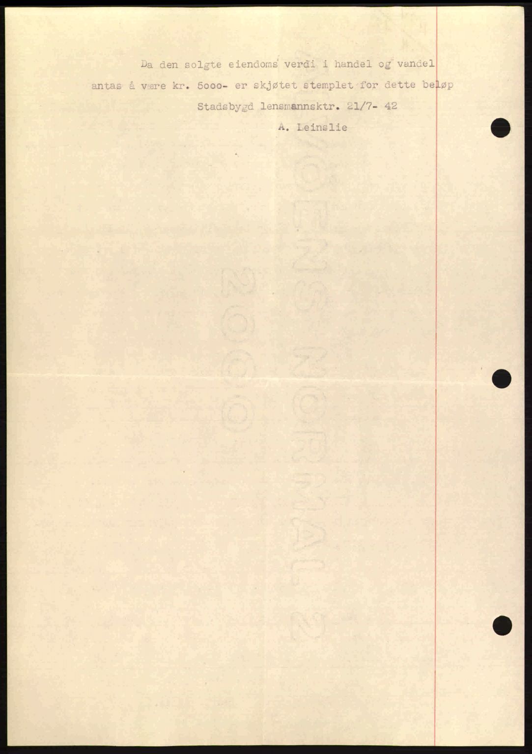 Fosen sorenskriveri, AV/SAT-A-1107/1/2/2C: Mortgage book no. A/B, 1941-1945, Diary no: : 1194/1942