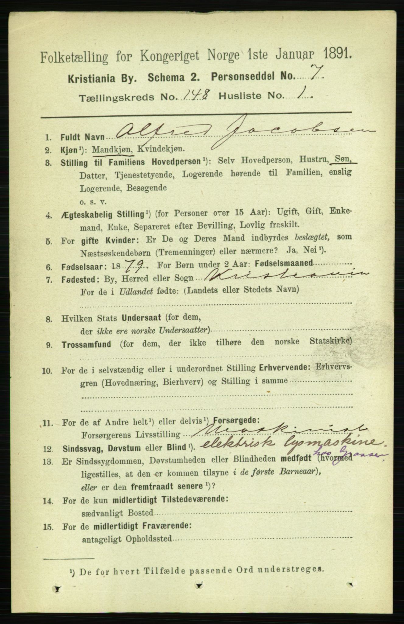 RA, 1891 census for 0301 Kristiania, 1891, p. 82385