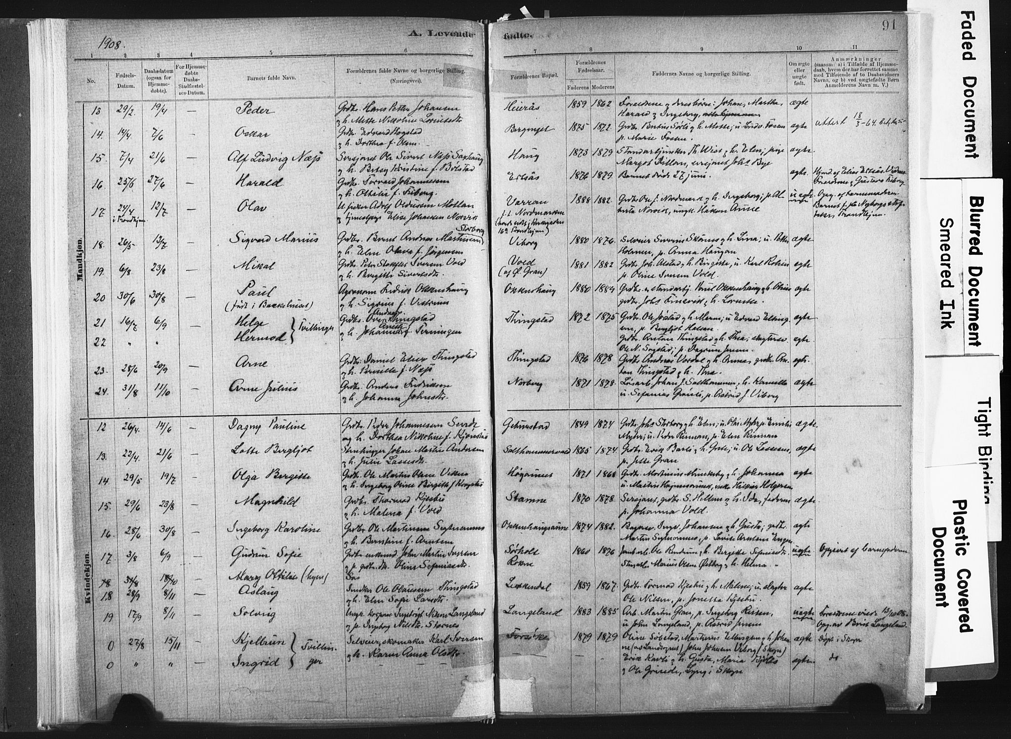 Ministerialprotokoller, klokkerbøker og fødselsregistre - Nord-Trøndelag, SAT/A-1458/721/L0207: Parish register (official) no. 721A02, 1880-1911, p. 91