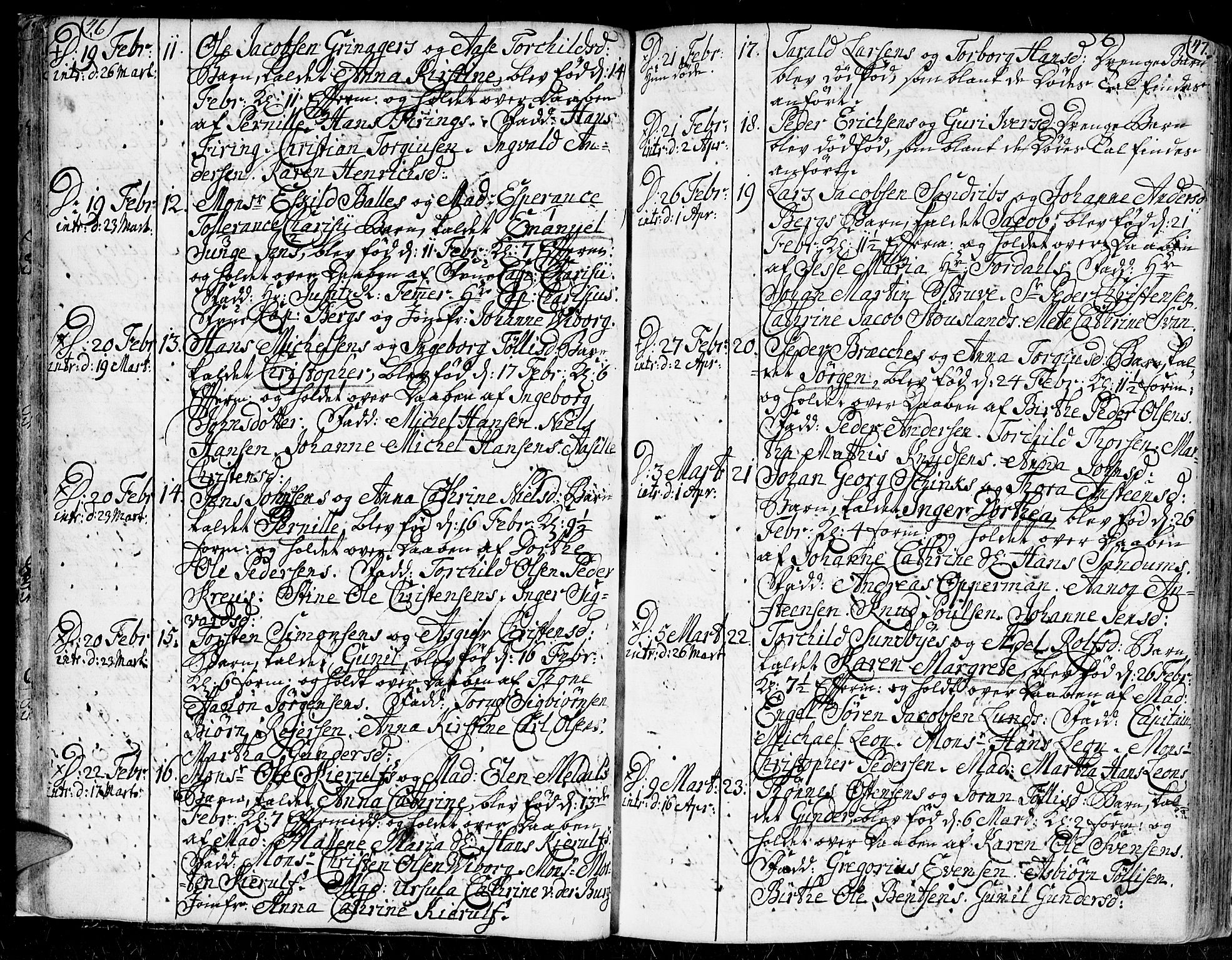 Kristiansand domprosti, AV/SAK-1112-0006/F/Fa/L0002: Parish register (official) no. A 2, 1755-1778, p. 46-47