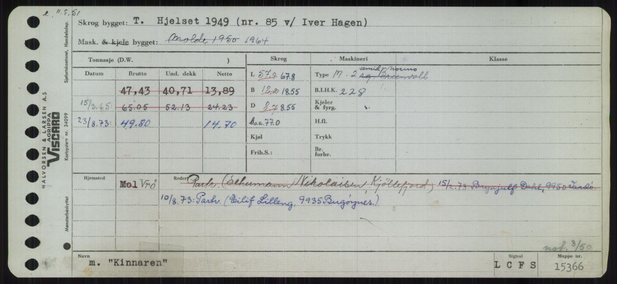 Sjøfartsdirektoratet med forløpere, Skipsmålingen, AV/RA-S-1627/H/Ha/L0003/0001: Fartøy, Hilm-Mar / Fartøy, Hilm-Kol, p. 757