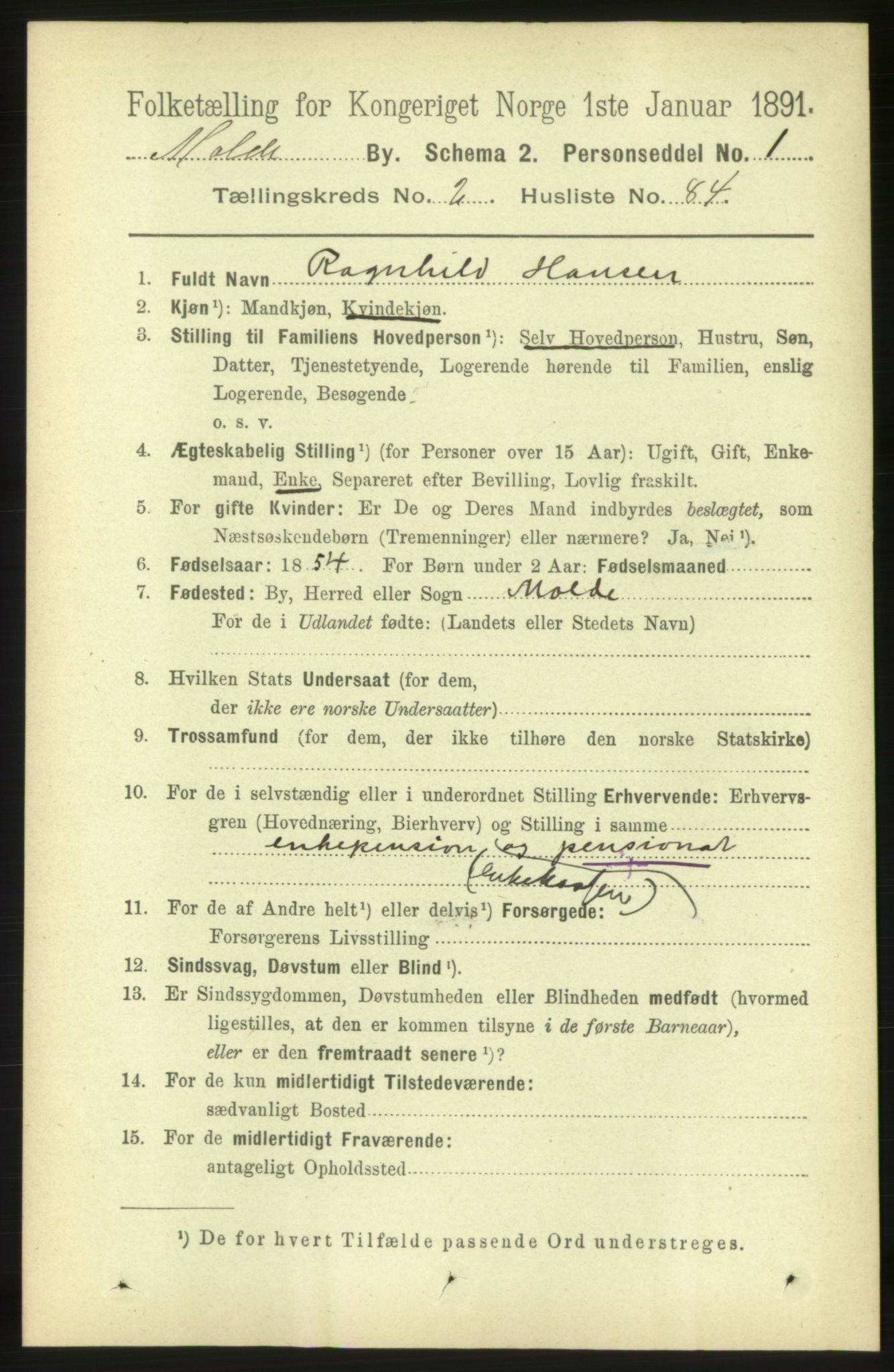 RA, 1891 census for 1502 Molde, 1891, p. 1961