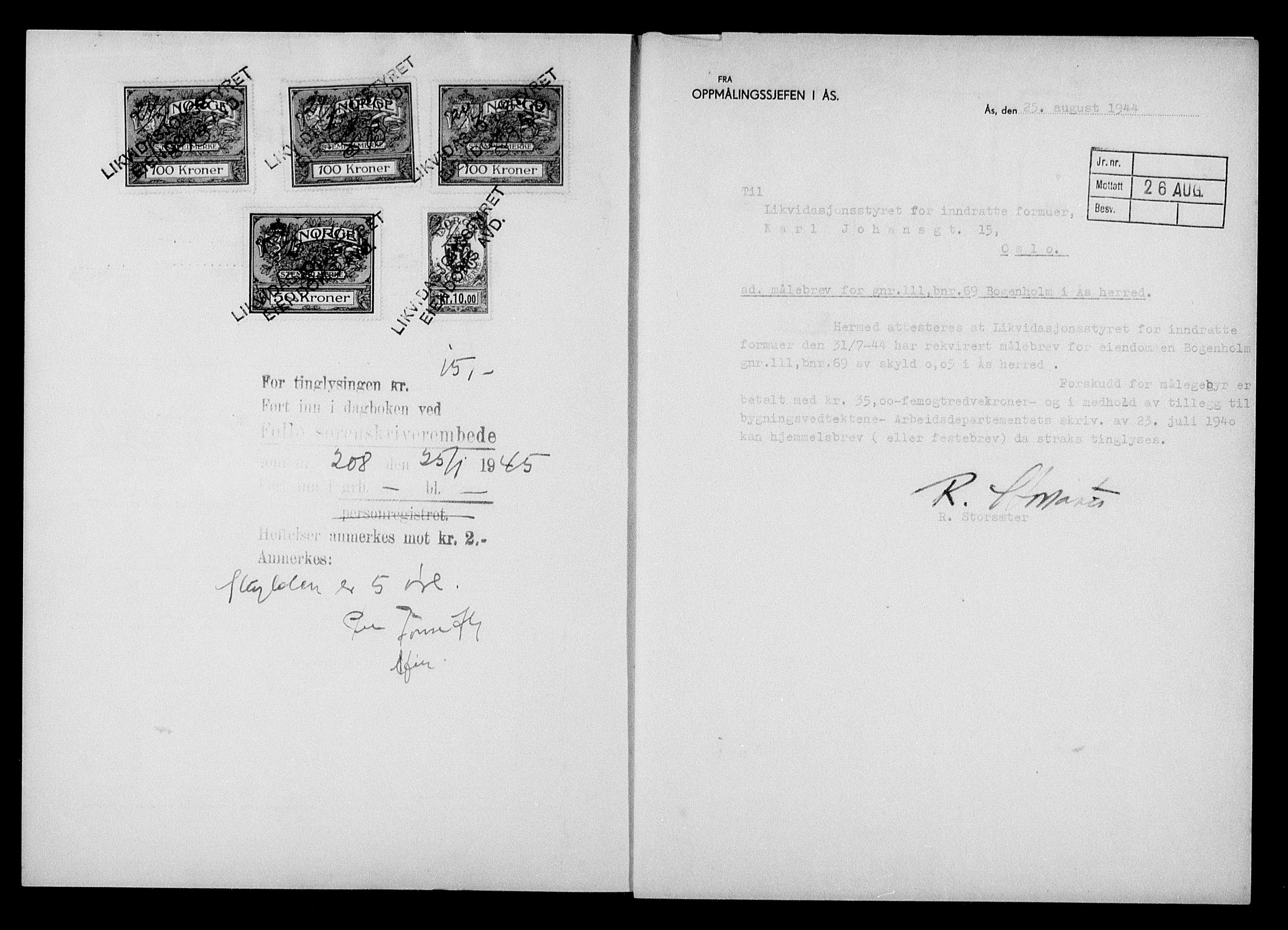 Justisdepartementet, Tilbakeføringskontoret for inndratte formuer, AV/RA-S-1564/H/Hc/Hcc/L0970: --, 1945-1947, p. 187