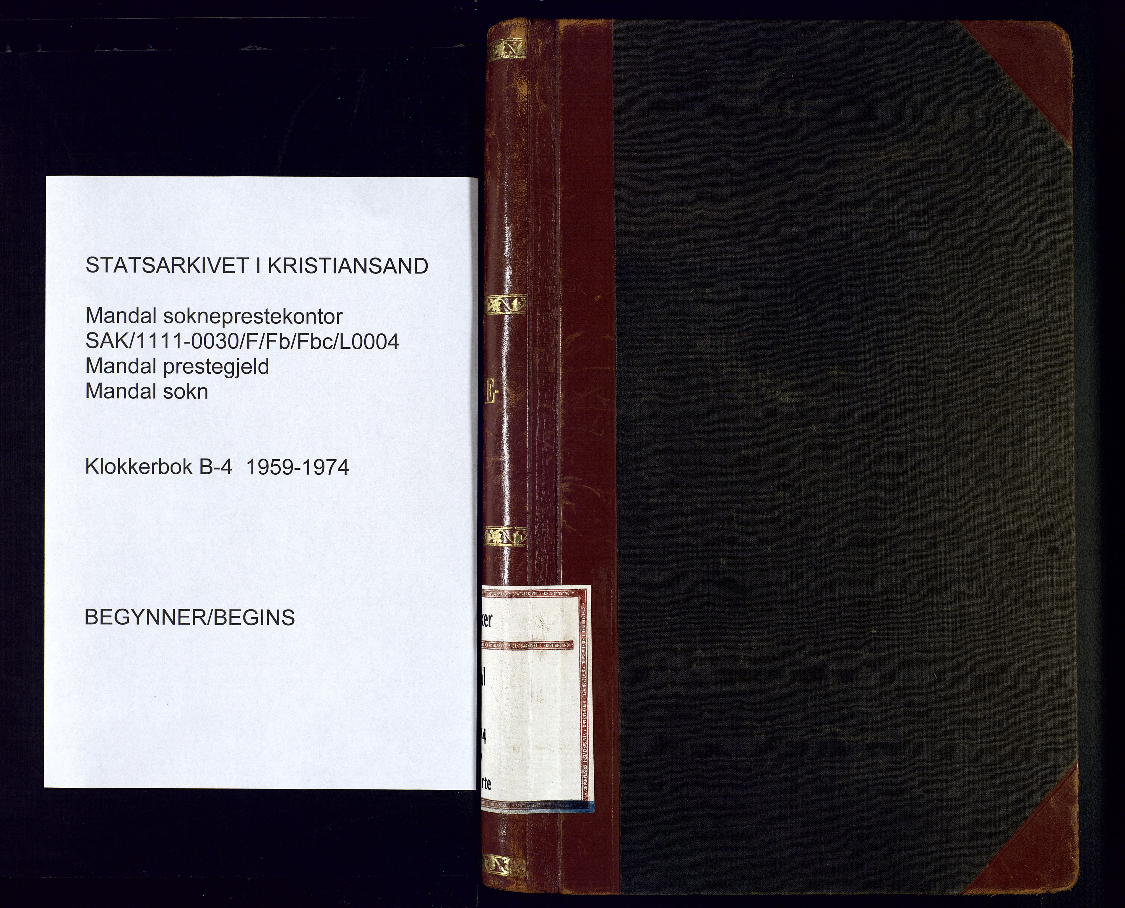 Mandal sokneprestkontor, SAK/1111-0030/F/Fb/Fbc/L0004: Parish register (copy) no. B 4, 1959-1974