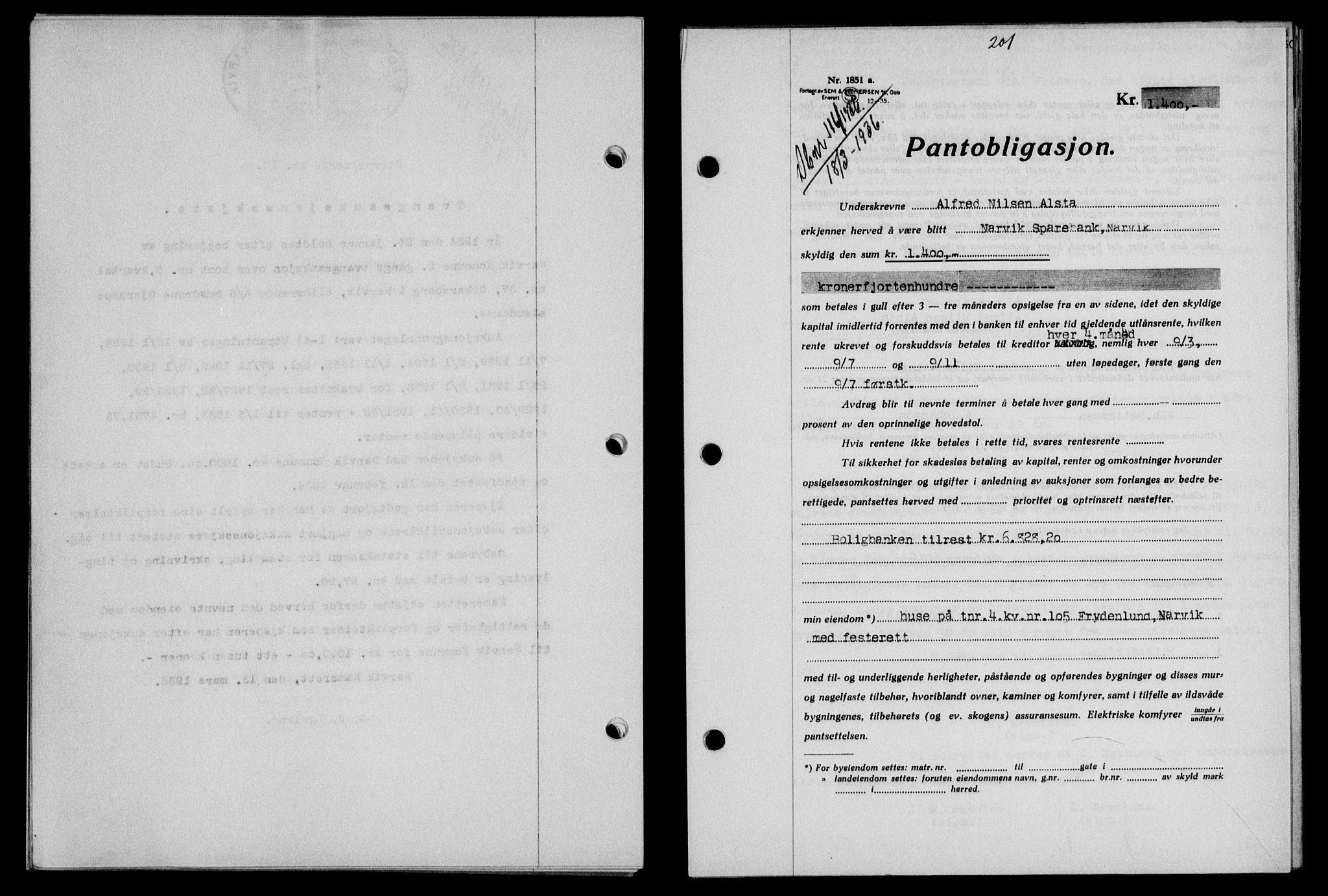 Narvik sorenskriveri, SAT/A-0002/1/2/2C/2Ca/L0011: Mortgage book no. 14, 1935-1937, Deed date: 18.03.1936