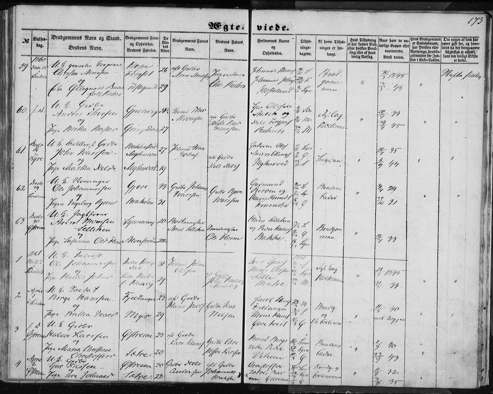 Lindås Sokneprestembete, SAB/A-76701/H/Haa: Parish register (official) no. A 13, 1848-1862, p. 173