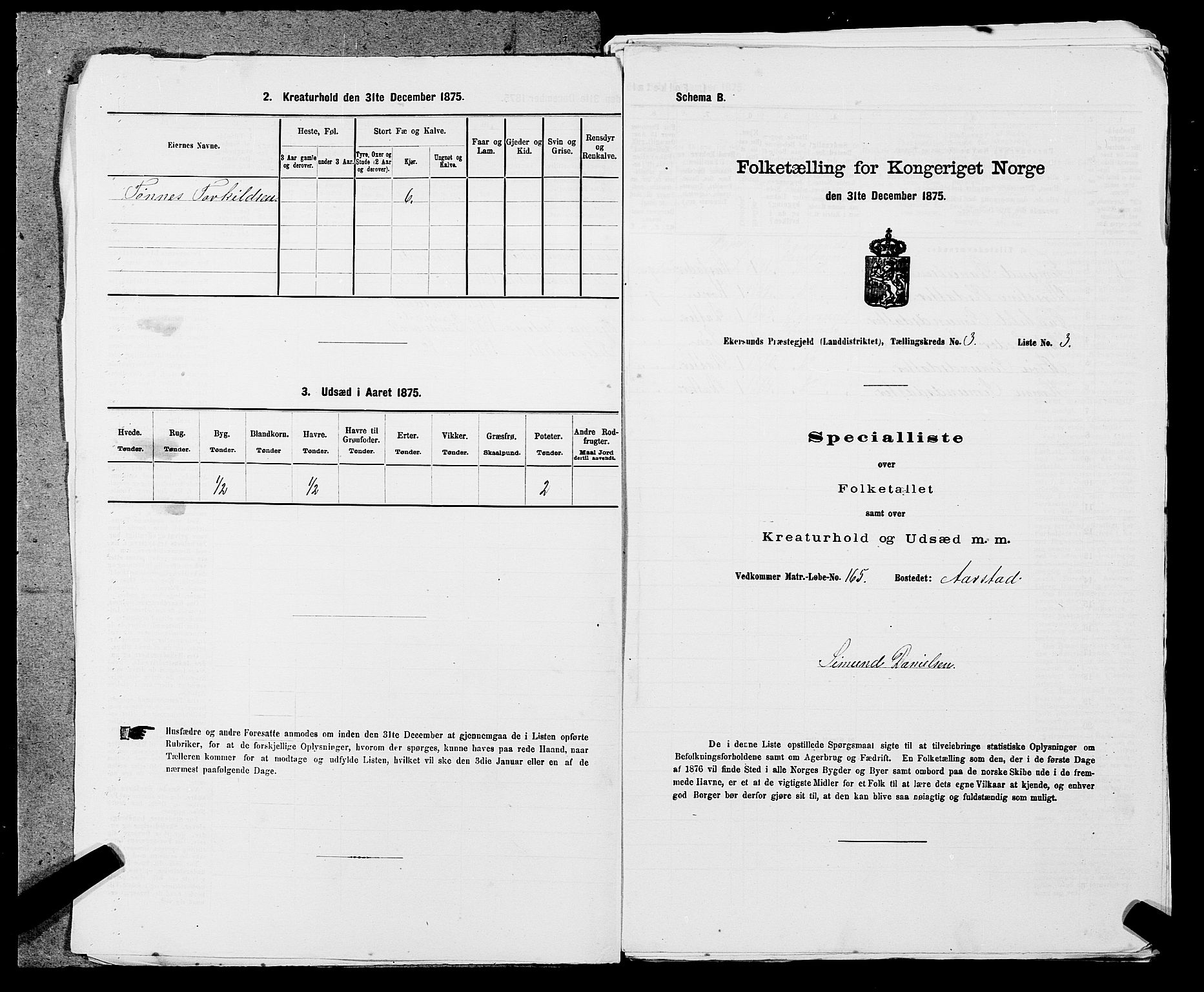 SAST, 1875 census for 1116L Eigersund/Eigersund og Ogna, 1875, p. 340