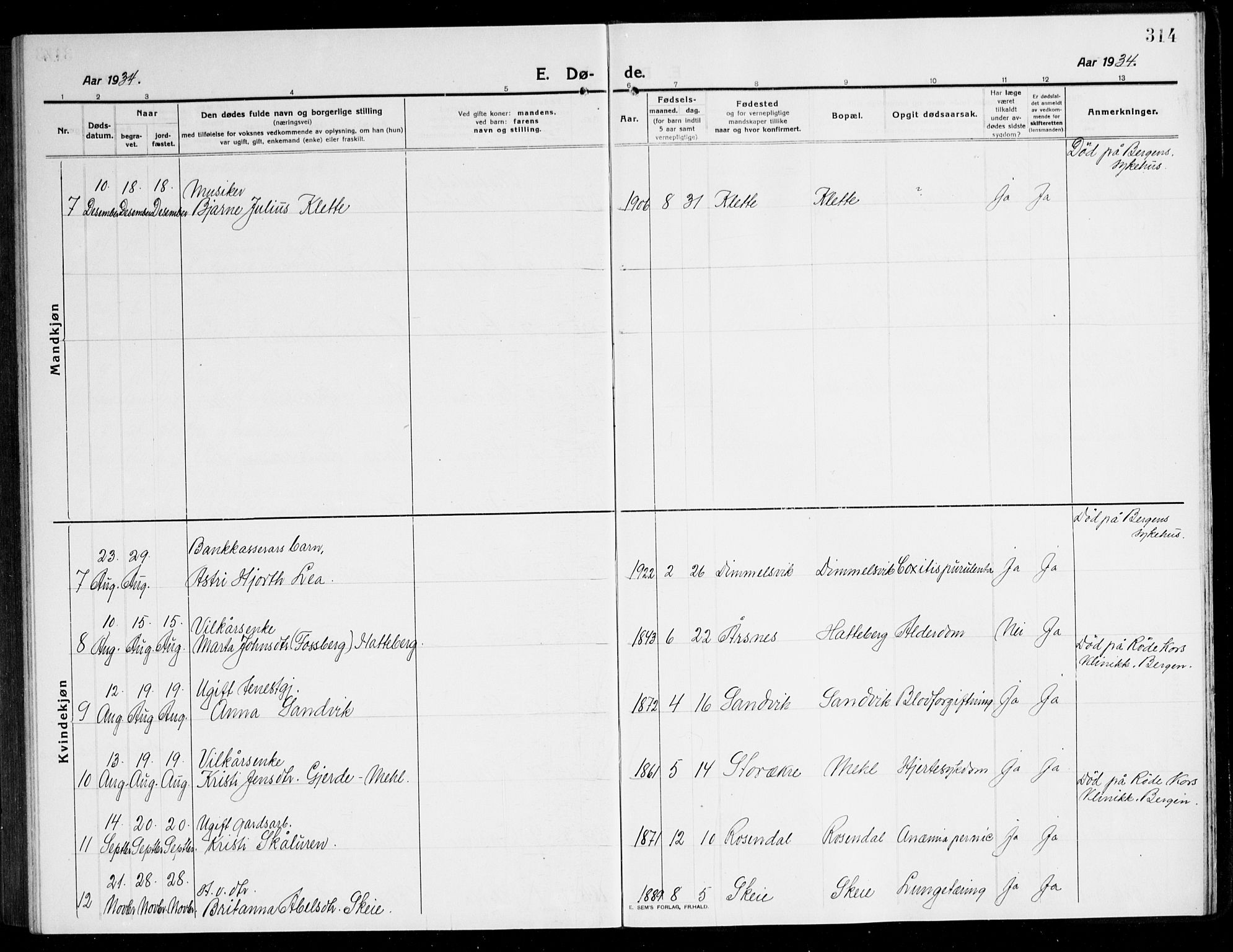 Kvinnherad sokneprestembete, SAB/A-76401/H/Hab: Parish register (copy) no. A 3, 1911-1945, p. 314