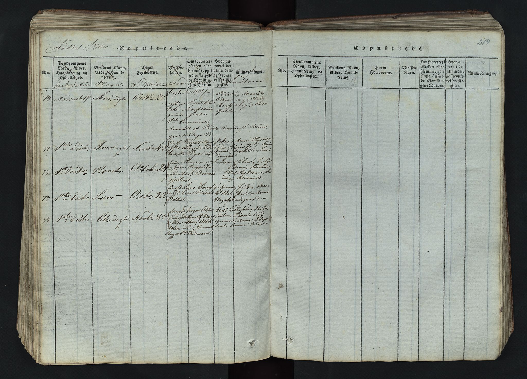 Lom prestekontor, SAH/PREST-070/L/L0002: Parish register (copy) no. 2, 1815-1844, p. 219