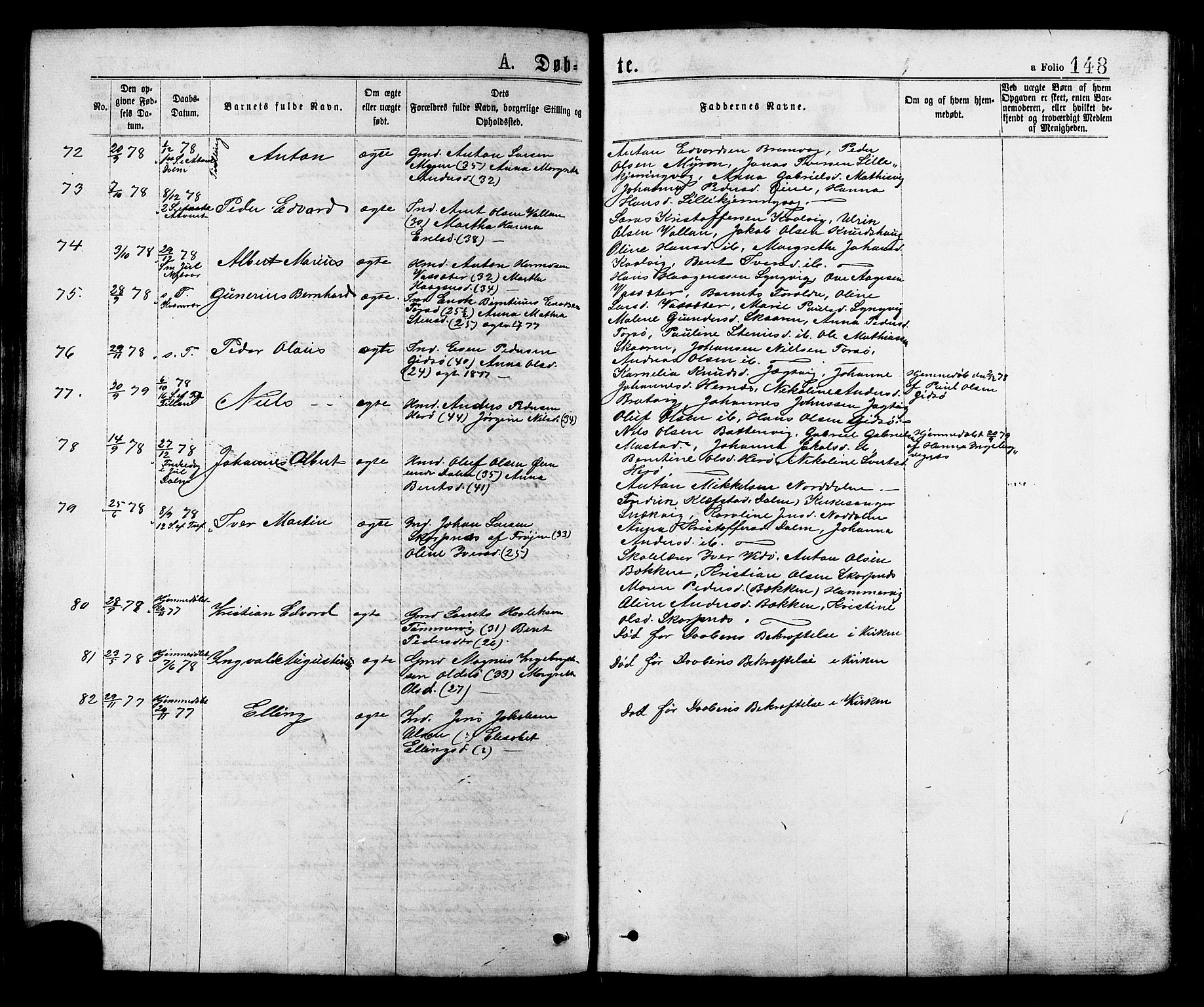 Ministerialprotokoller, klokkerbøker og fødselsregistre - Sør-Trøndelag, SAT/A-1456/634/L0532: Parish register (official) no. 634A08, 1871-1881, p. 148