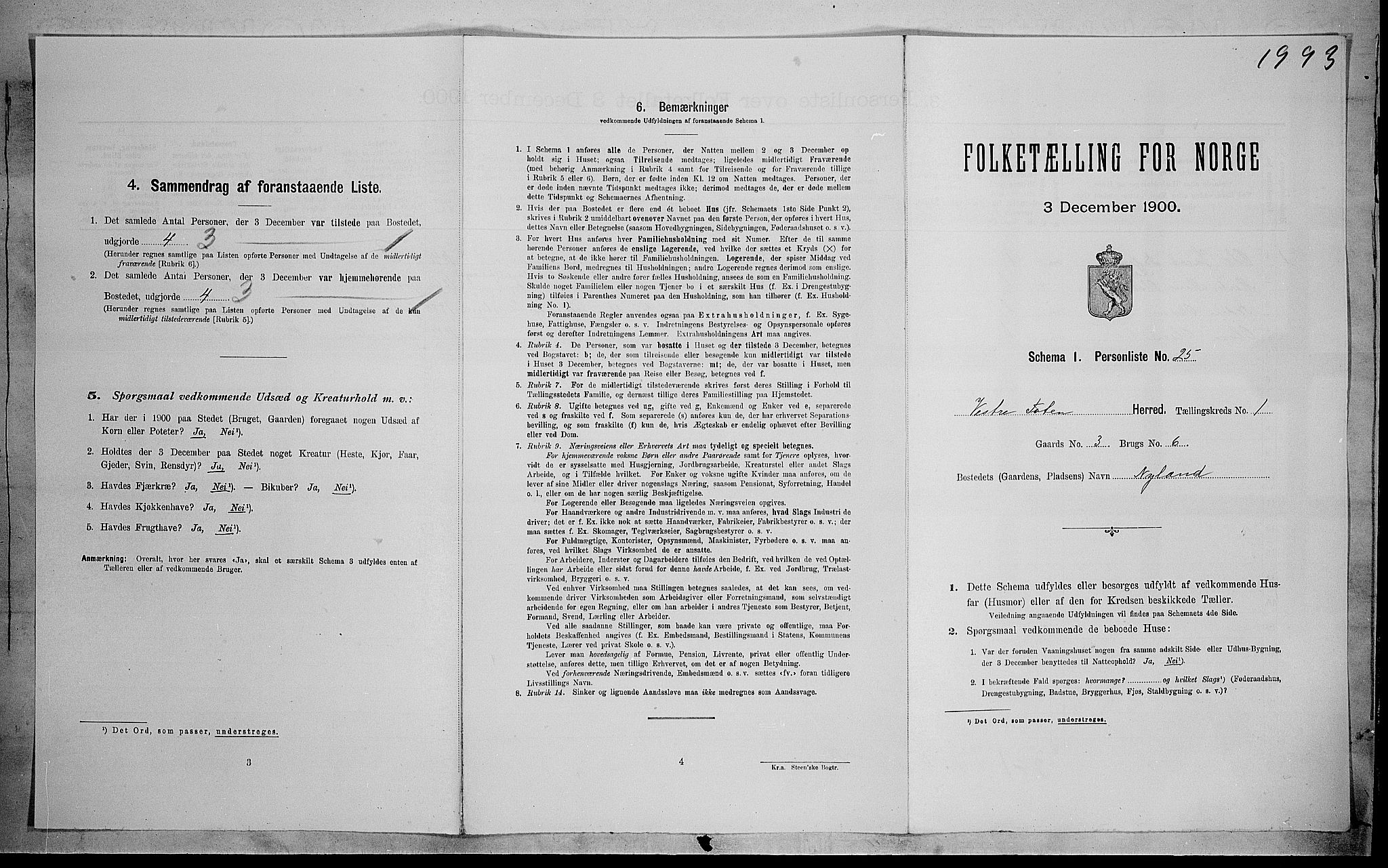 SAH, 1900 census for Vestre Toten, 1900, p. 236