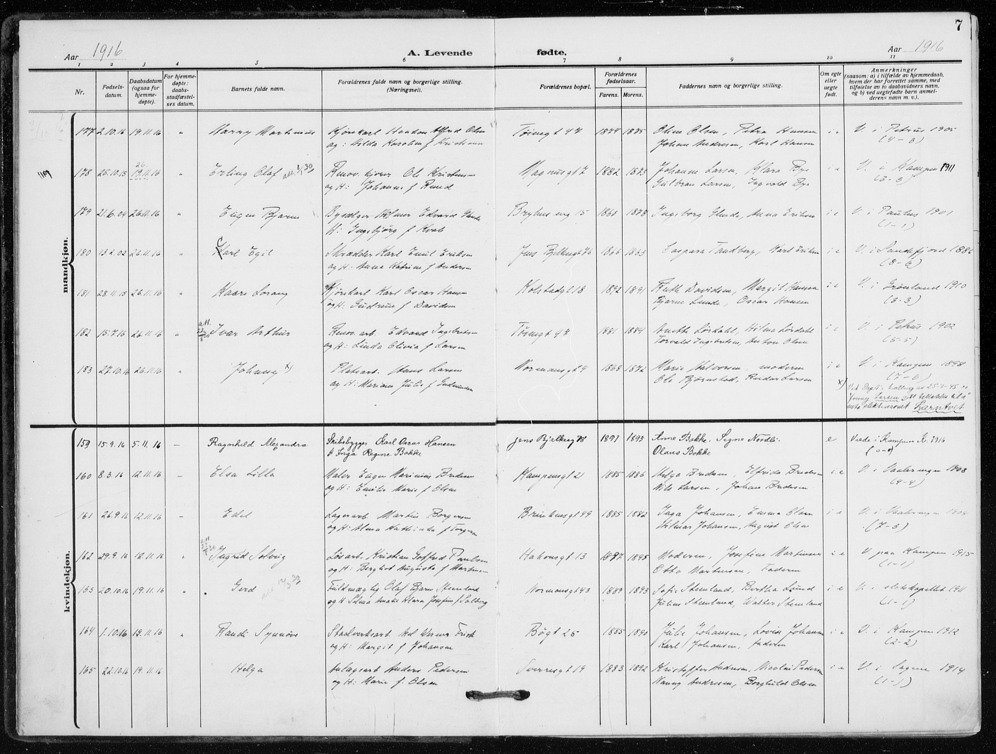 Kampen prestekontor Kirkebøker, SAO/A-10853/F/Fa/L0012: Parish register (official) no. I 12, 1916-1921, p. 7