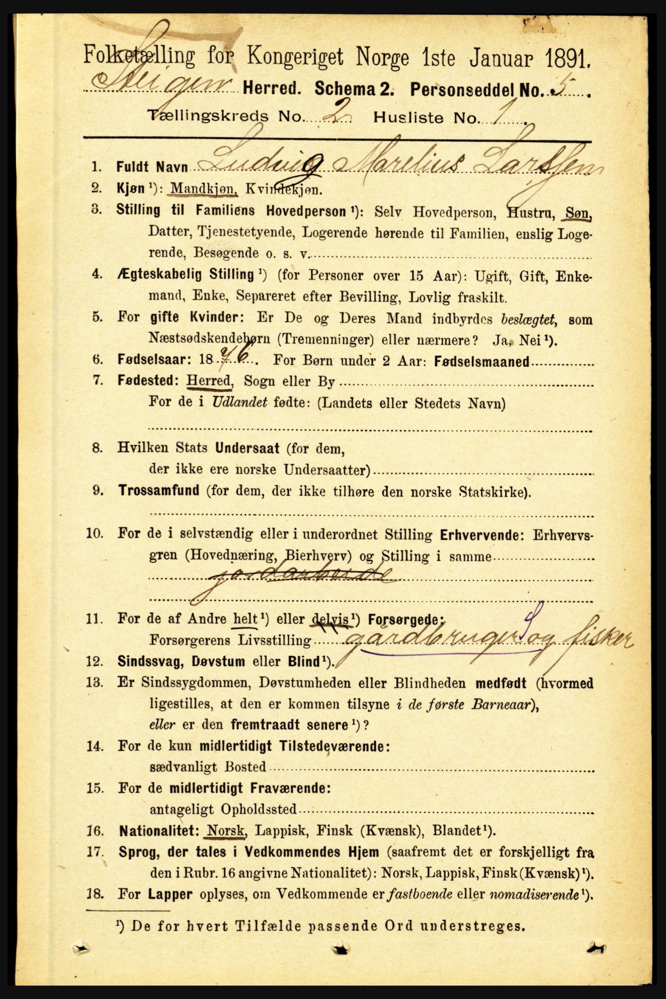 RA, 1891 census for 1848 Steigen, 1891, p. 656