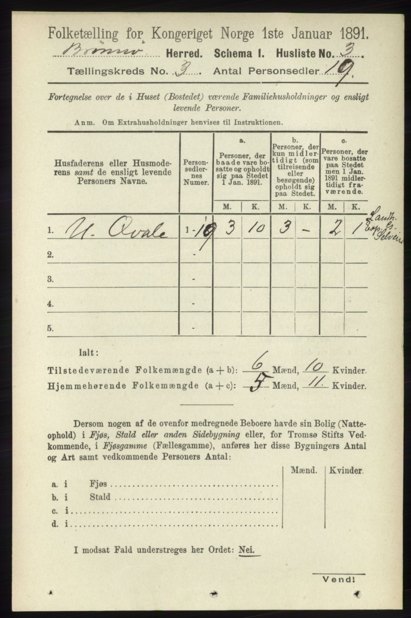 RA, 1891 census for 1814 Brønnøy, 1891, p. 1197