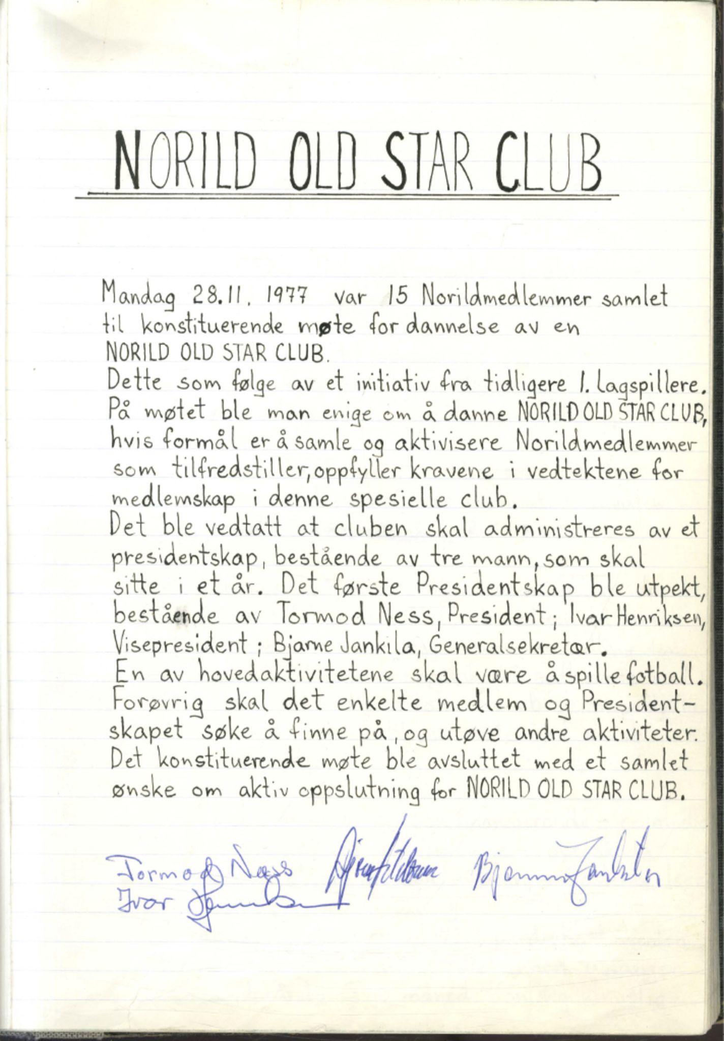 Norild Old Star Club, FMFB/A-1039/A/L0001: Møteprotokoll, 1978-1990, p. 5