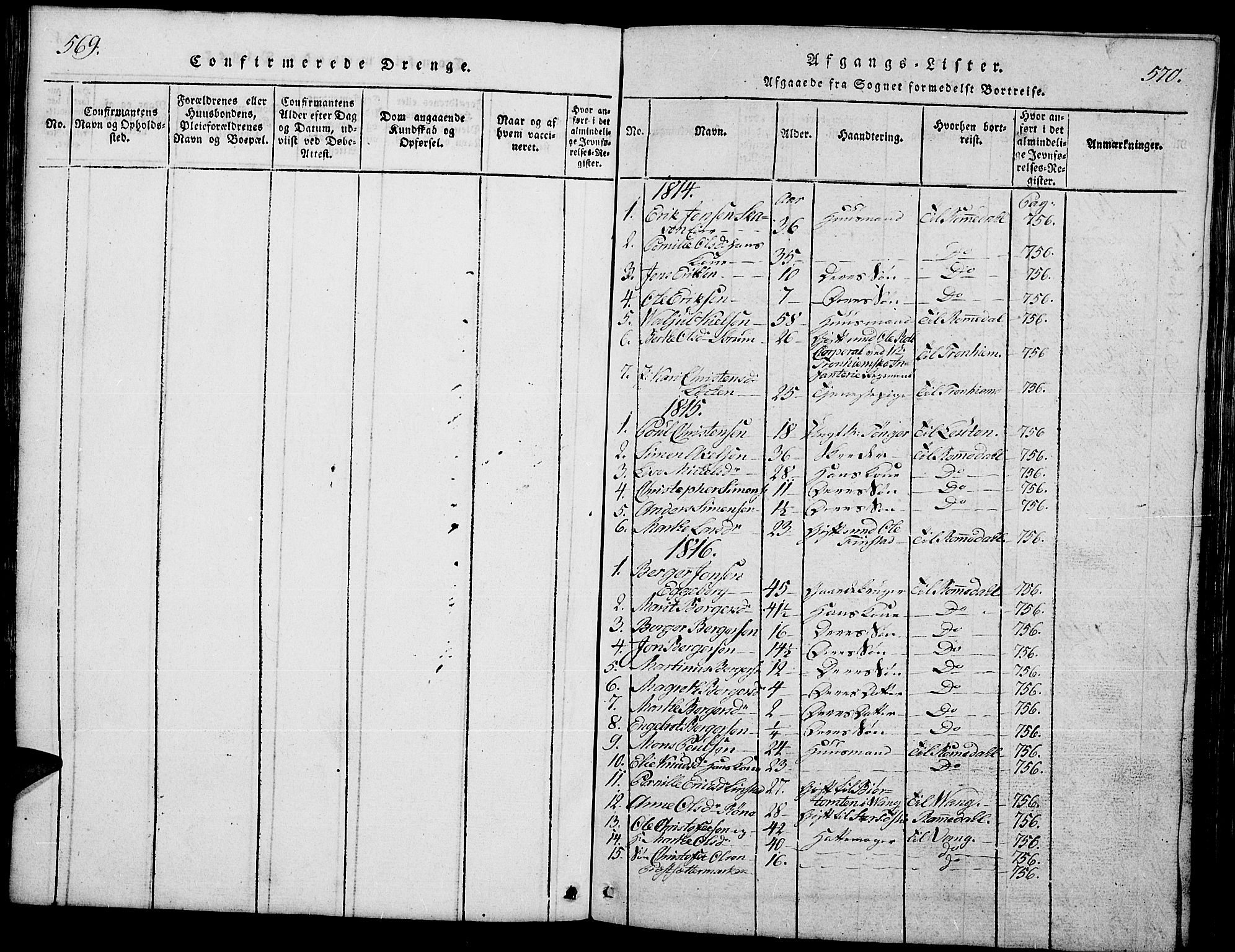 Stange prestekontor, SAH/PREST-002/L/L0001: Parish register (copy) no. 1, 1814-1825, p. 569-570