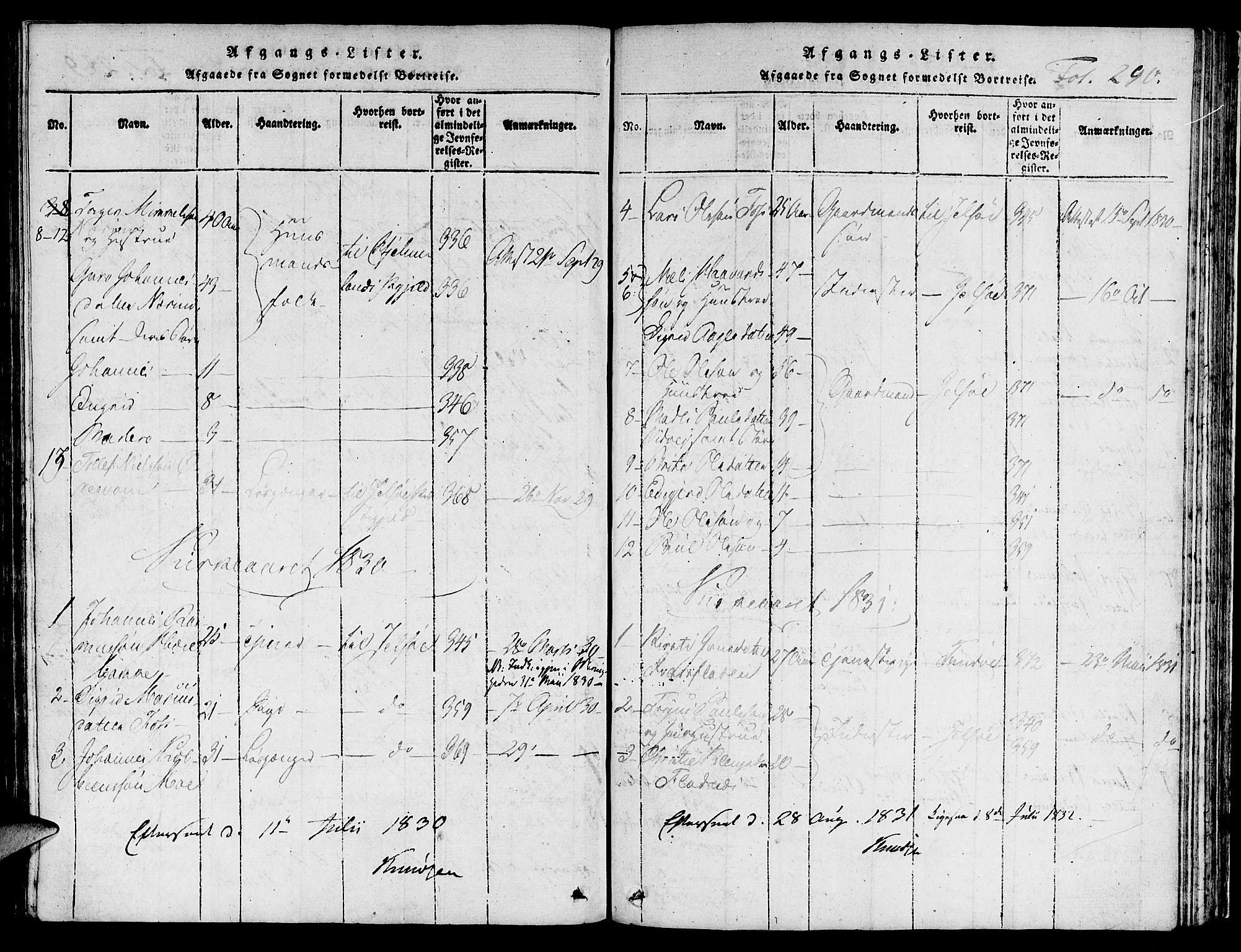 Suldal sokneprestkontor, AV/SAST-A-101845/01/IV/L0006: Parish register (official) no. A 6, 1816-1836, p. 290