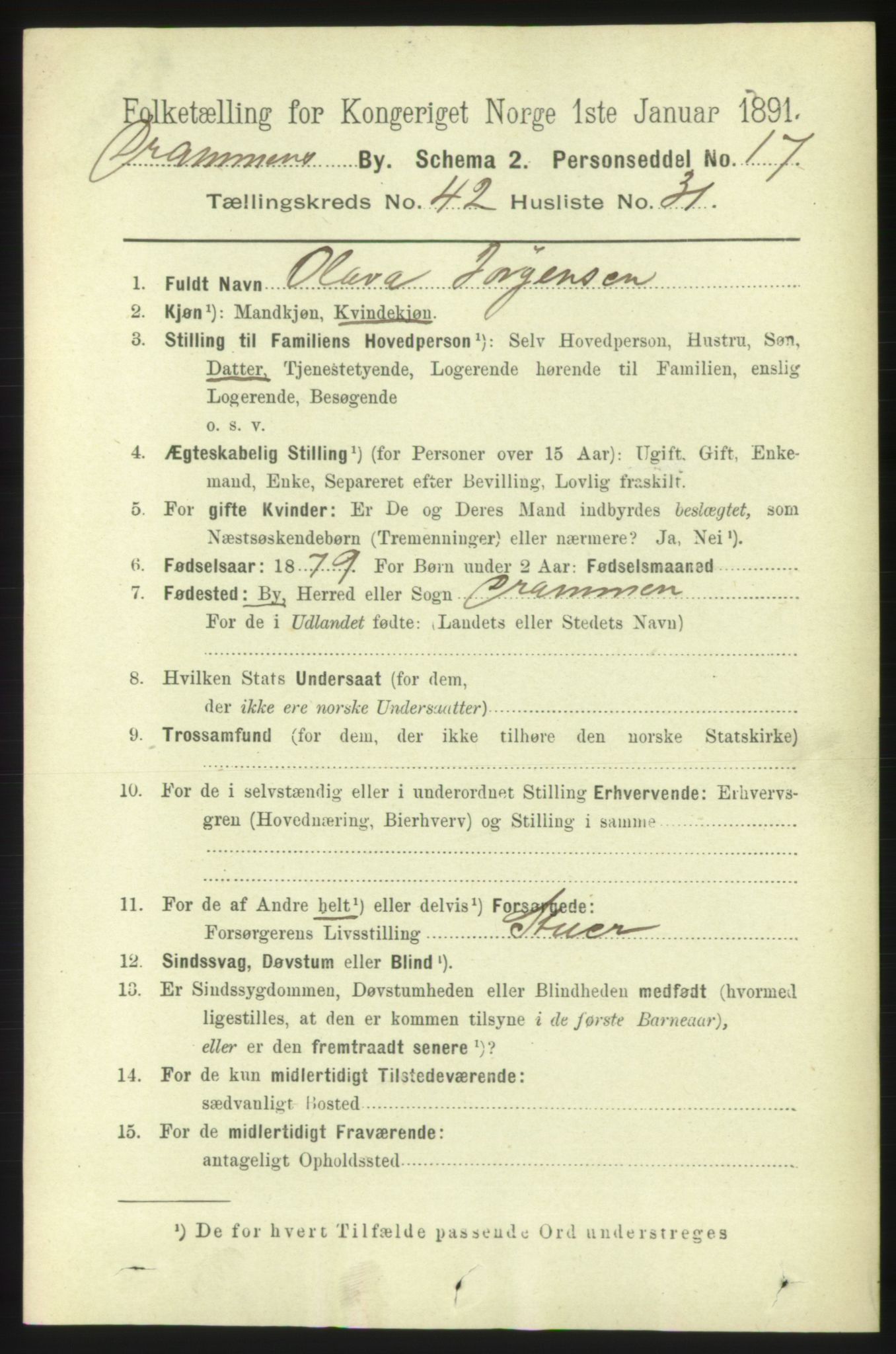 RA, 1891 census for 0602 Drammen, 1891, p. 24871