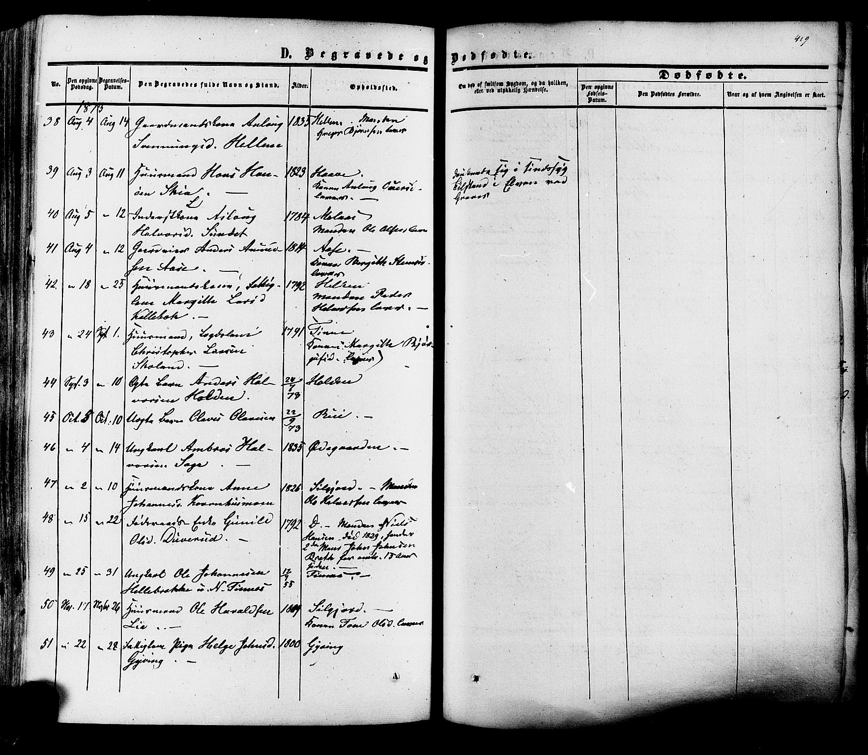 Heddal kirkebøker, SAKO/A-268/F/Fa/L0007: Parish register (official) no. I 7, 1855-1877, p. 419