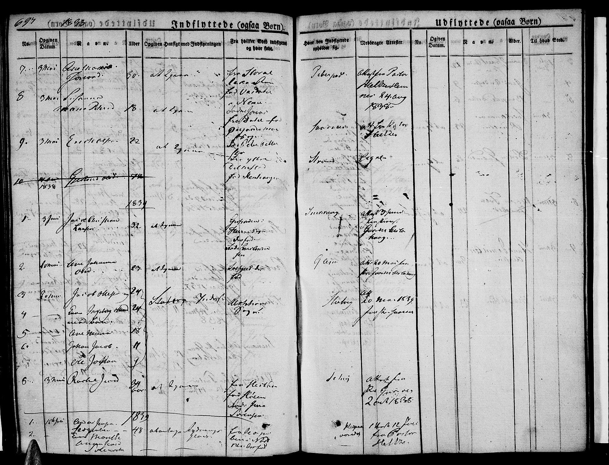 Ministerialprotokoller, klokkerbøker og fødselsregistre - Nordland, SAT/A-1459/838/L0548: Parish register (official) no. 838A06, 1829-1839, p. 697-698