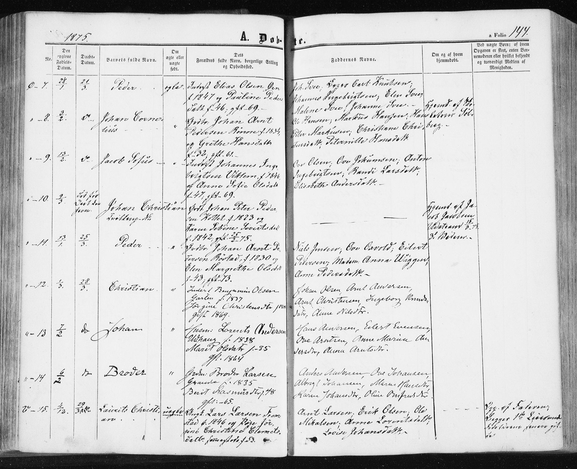Ministerialprotokoller, klokkerbøker og fødselsregistre - Sør-Trøndelag, SAT/A-1456/659/L0737: Parish register (official) no. 659A07, 1857-1875, p. 144