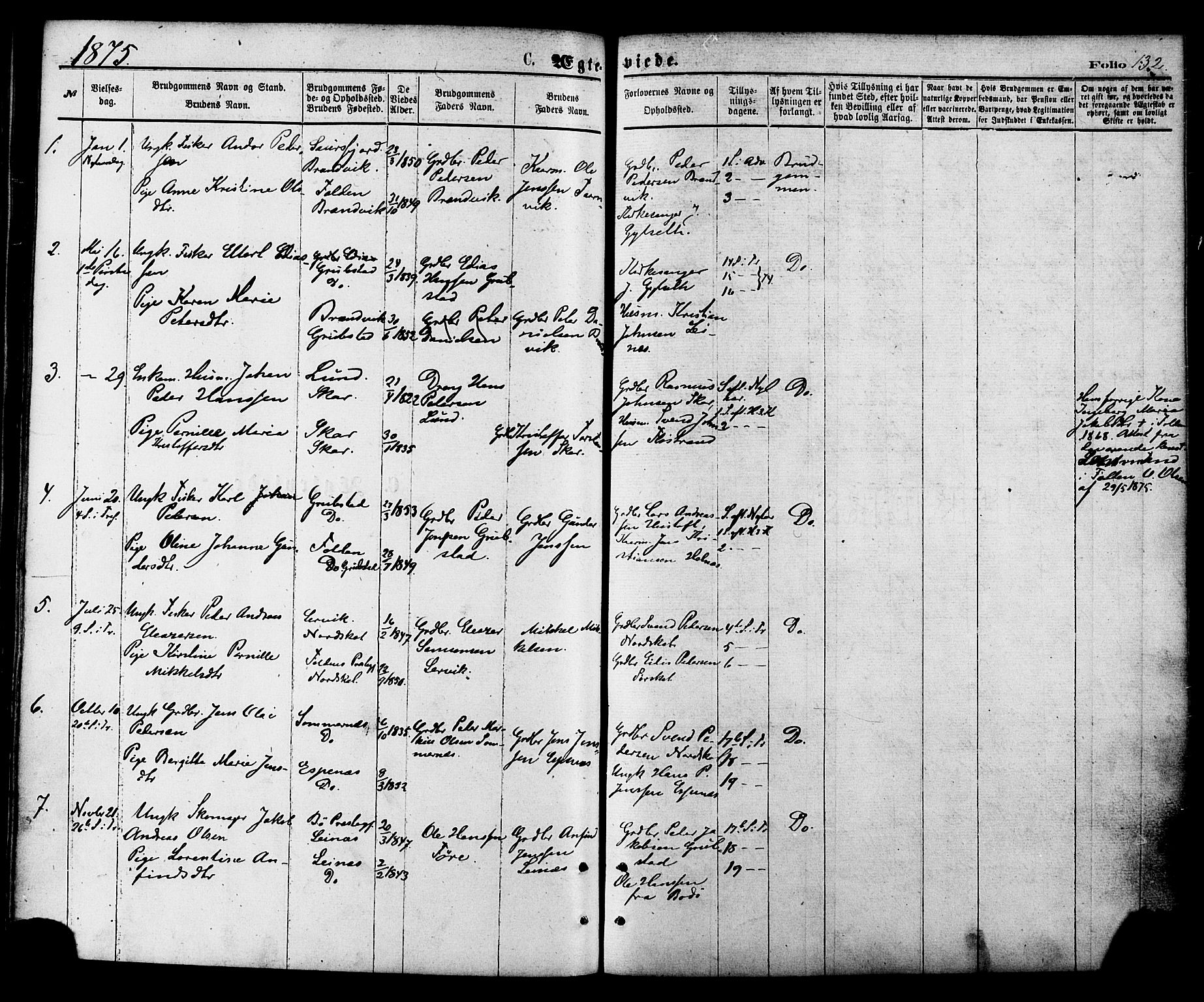 Ministerialprotokoller, klokkerbøker og fødselsregistre - Nordland, AV/SAT-A-1459/857/L0821: Parish register (official) no. 857A01, 1875-1889, p. 132