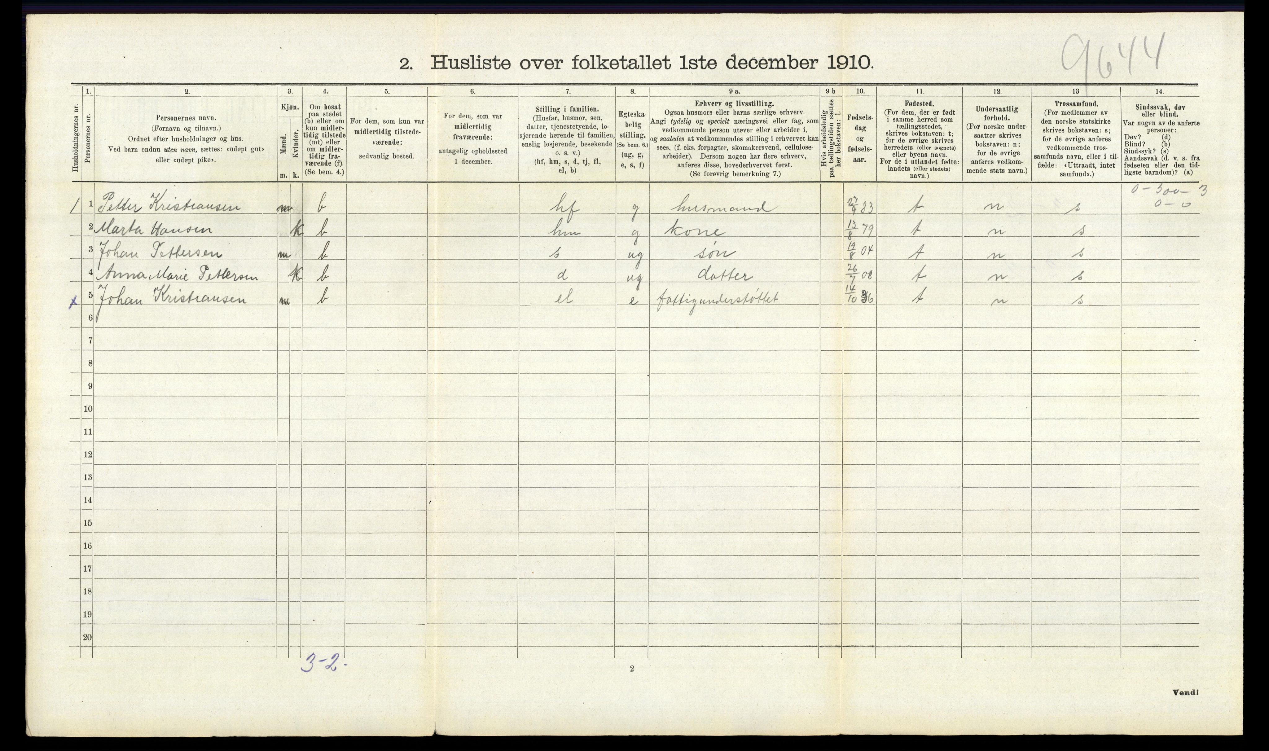 RA, 1910 census for Nes, 1910, p. 856