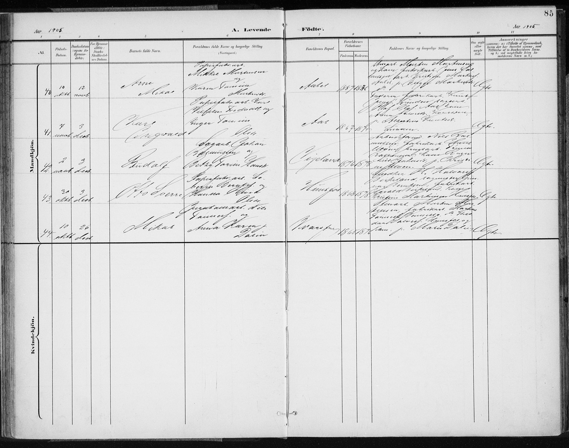 Vennesla sokneprestkontor, AV/SAK-1111-0045/Fa/Fab/L0005: Parish register (official) no. A 5, 1897-1909, p. 85