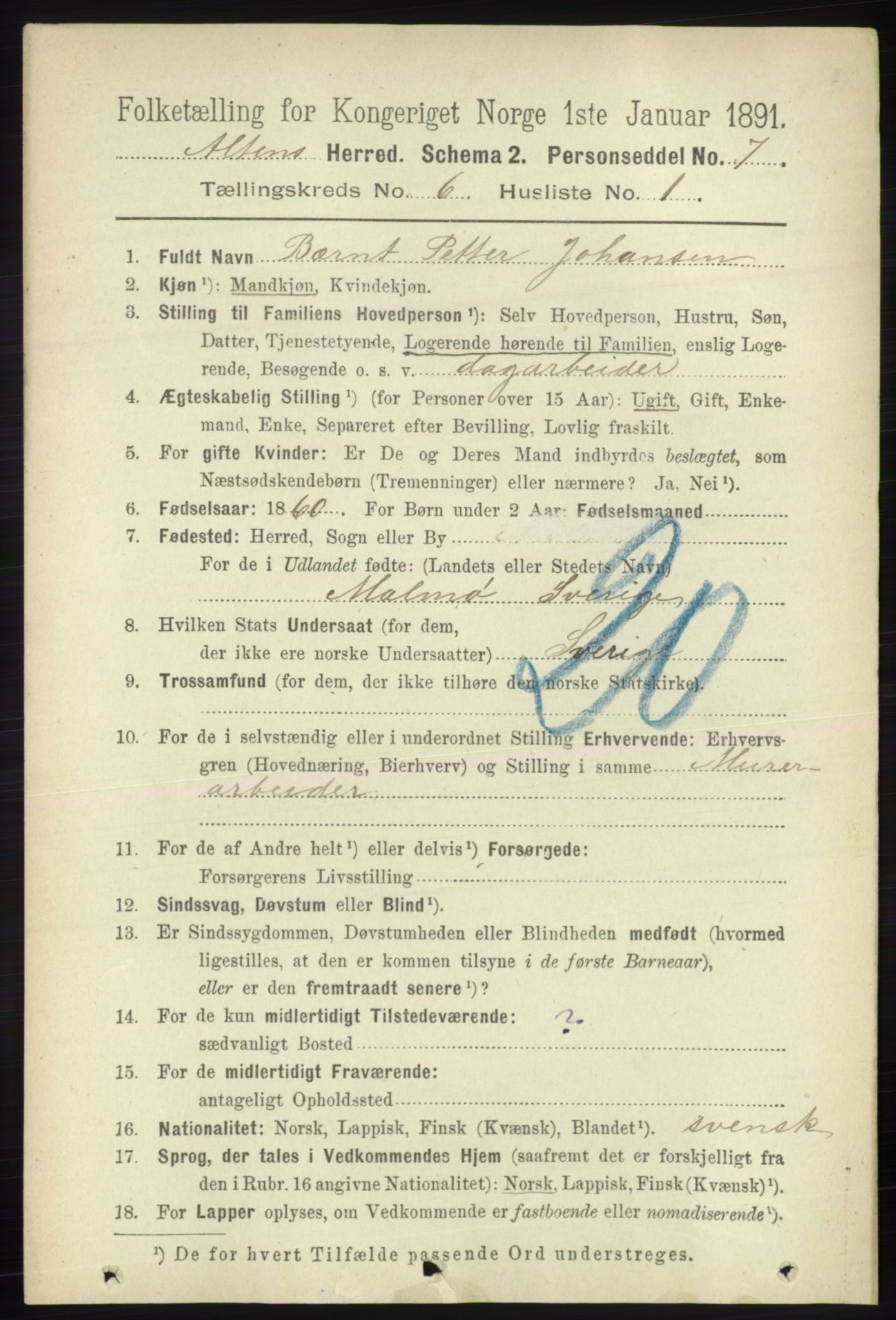 RA, 1891 census for 2012 Alta, 1891, p. 1850