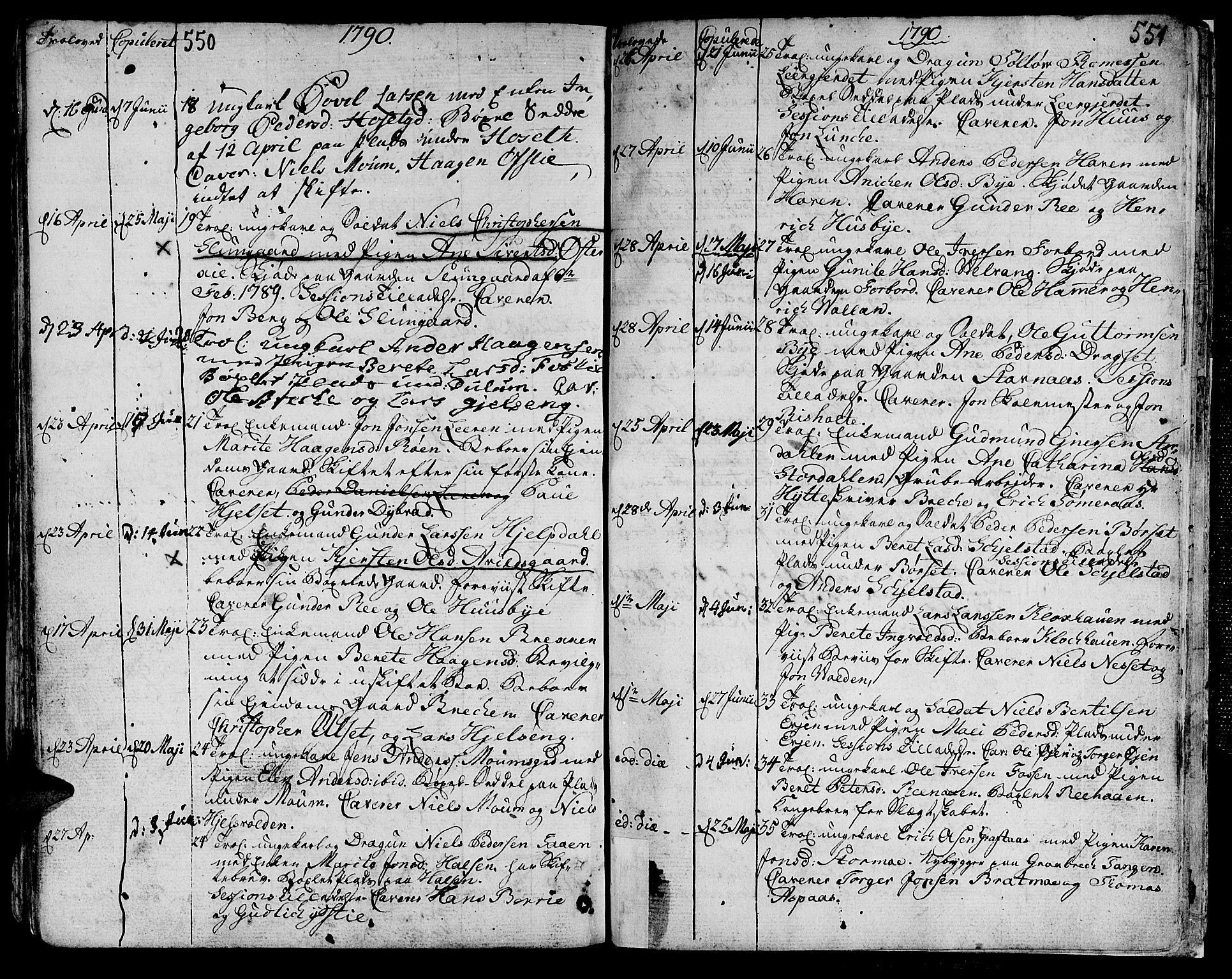 Ministerialprotokoller, klokkerbøker og fødselsregistre - Nord-Trøndelag, SAT/A-1458/709/L0059: Parish register (official) no. 709A06, 1781-1797, p. 550-551