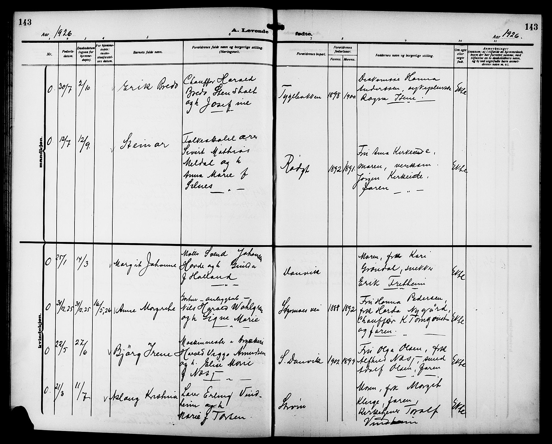 Strømsgodset kirkebøker, AV/SAKO-A-324/G/Ga/L0003: Parish register (copy) no. 3, 1911-1926, p. 143