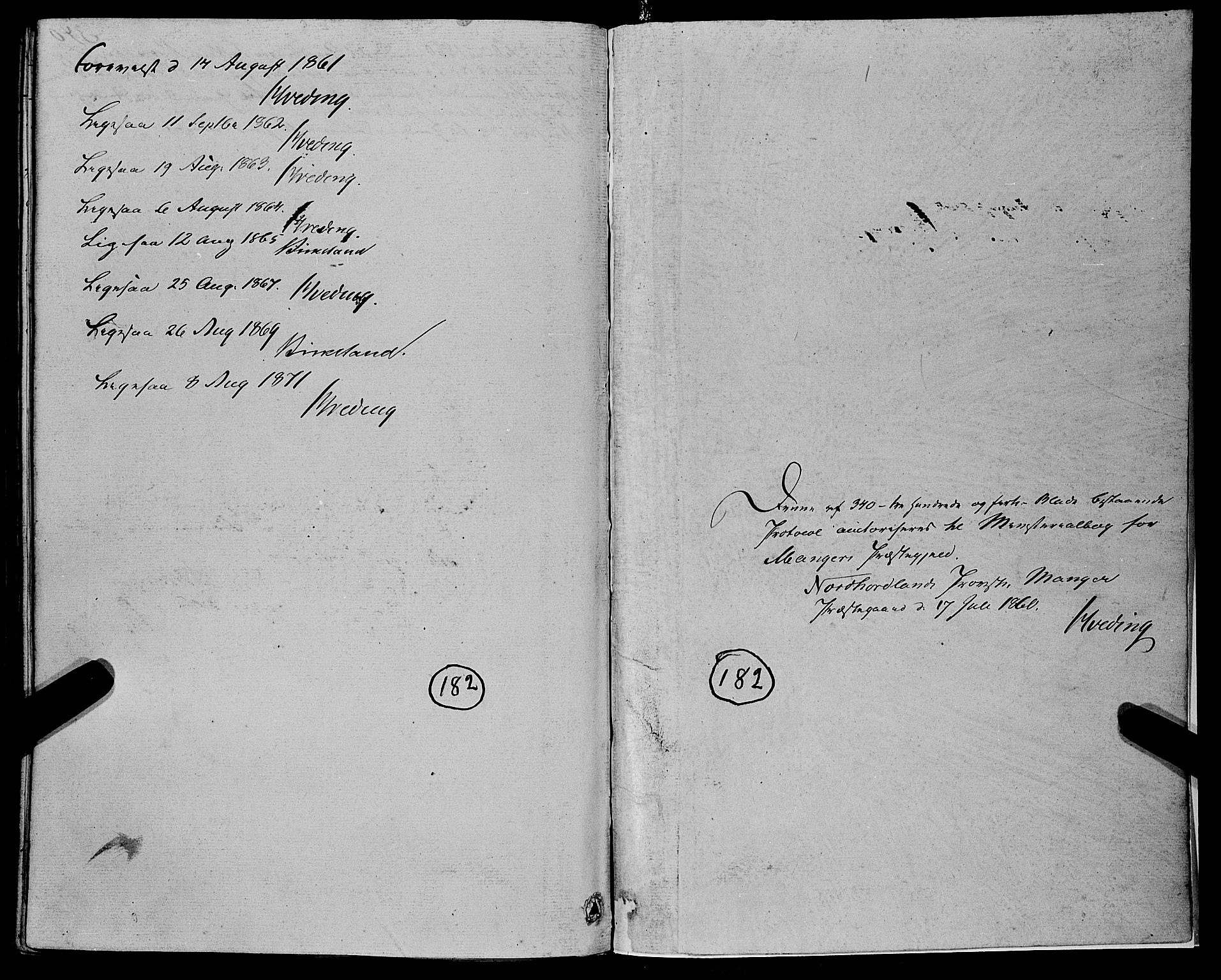 Manger sokneprestembete, SAB/A-76801/H/Haa: Parish register (official) no. A 7, 1860-1870, p. 341