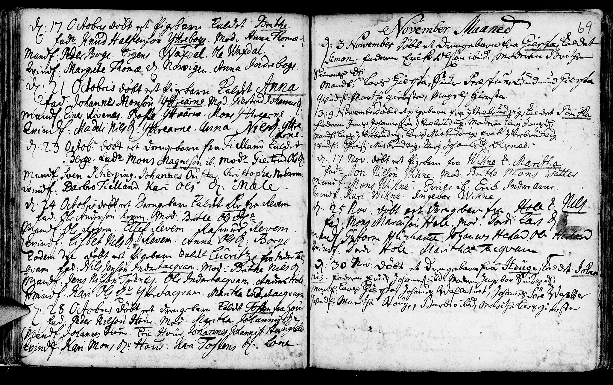 Haus sokneprestembete, AV/SAB-A-75601/H/Haa: Parish register (official) no. A 5, 1733-1747, p. 69