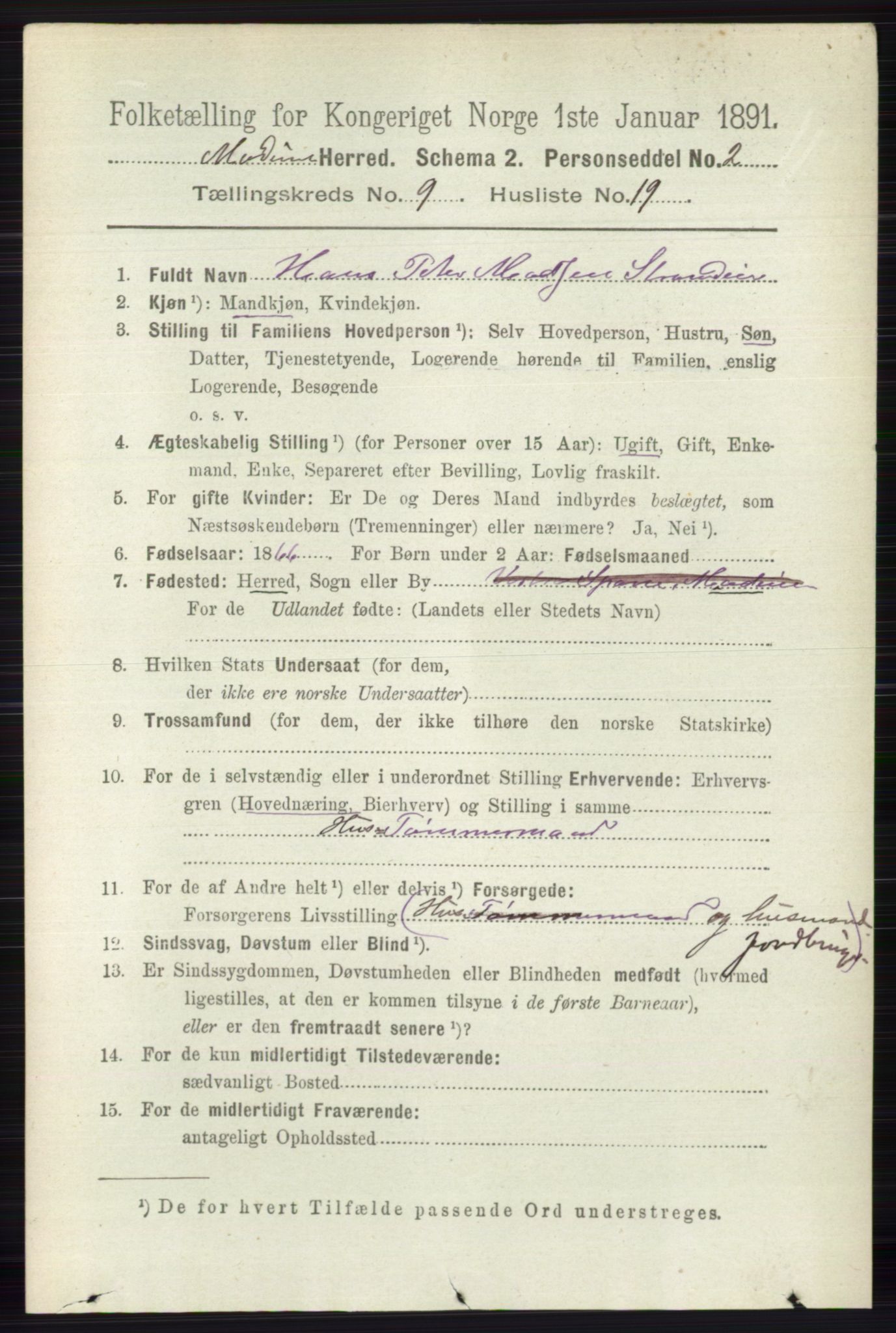 RA, 1891 census for 0623 Modum, 1891, p. 3570