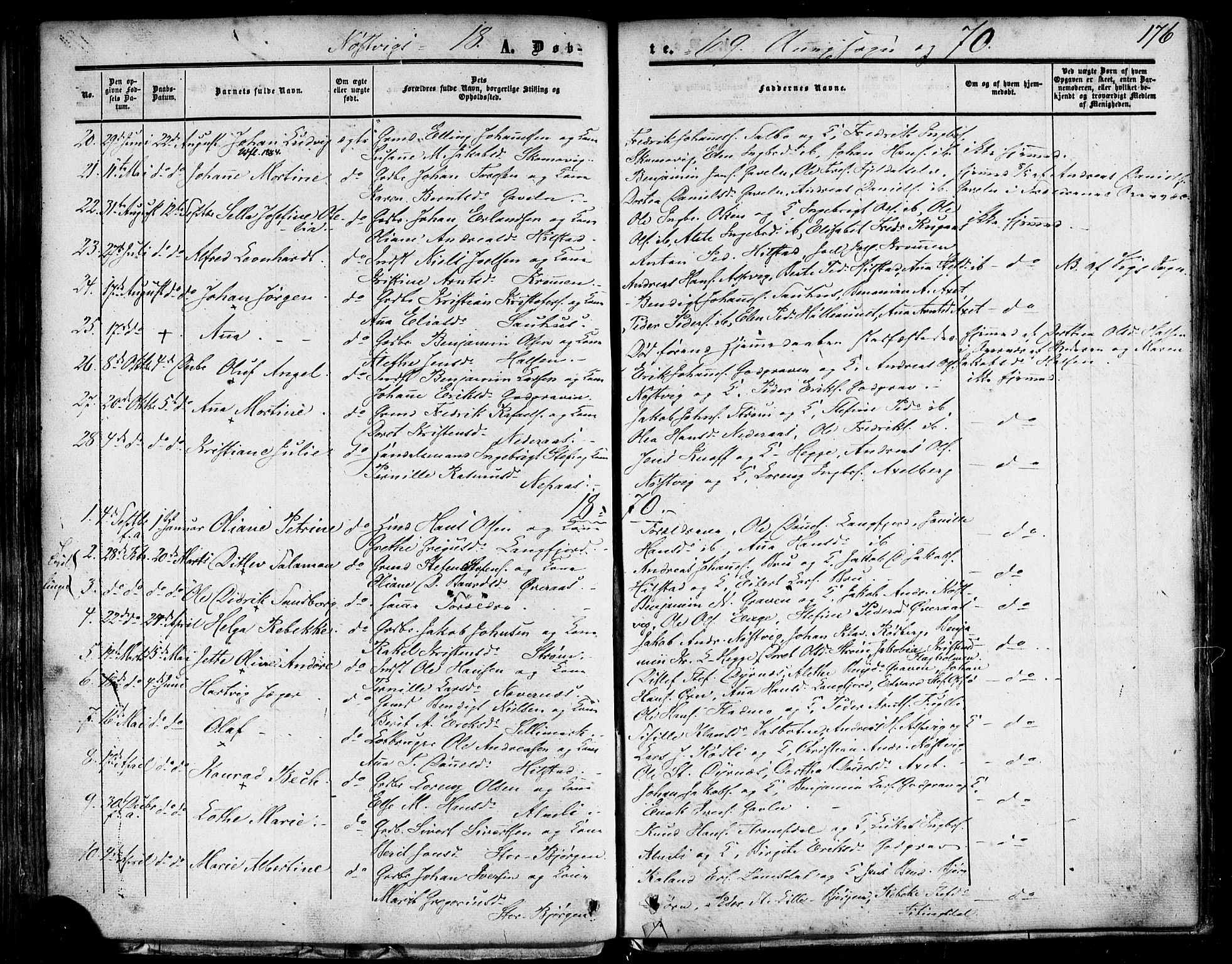 Ministerialprotokoller, klokkerbøker og fødselsregistre - Nordland, SAT/A-1459/814/L0224: Parish register (official) no. 814A05, 1834-1874, p. 176